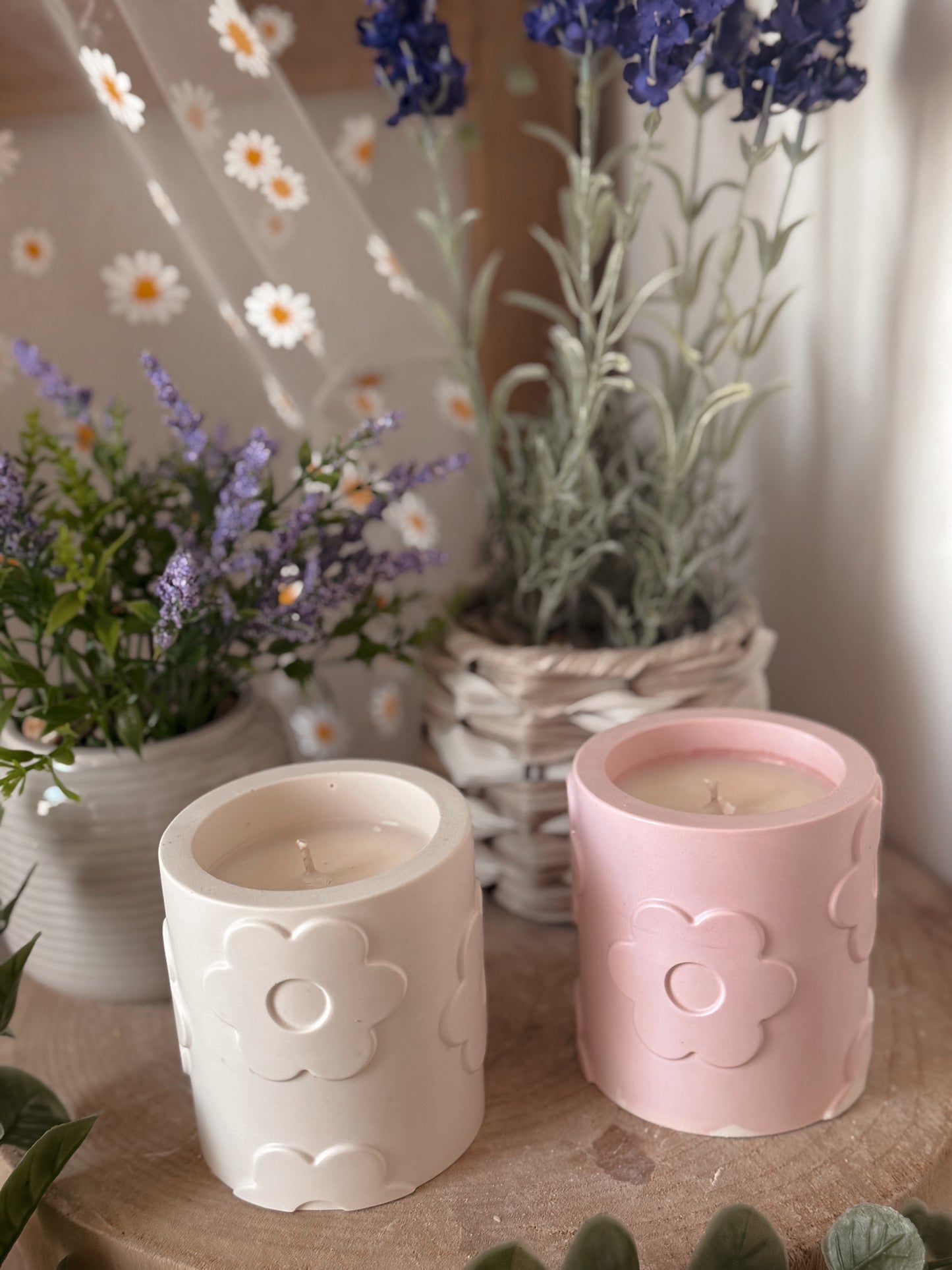 Bougie pot fait main Flowers coloris au choix