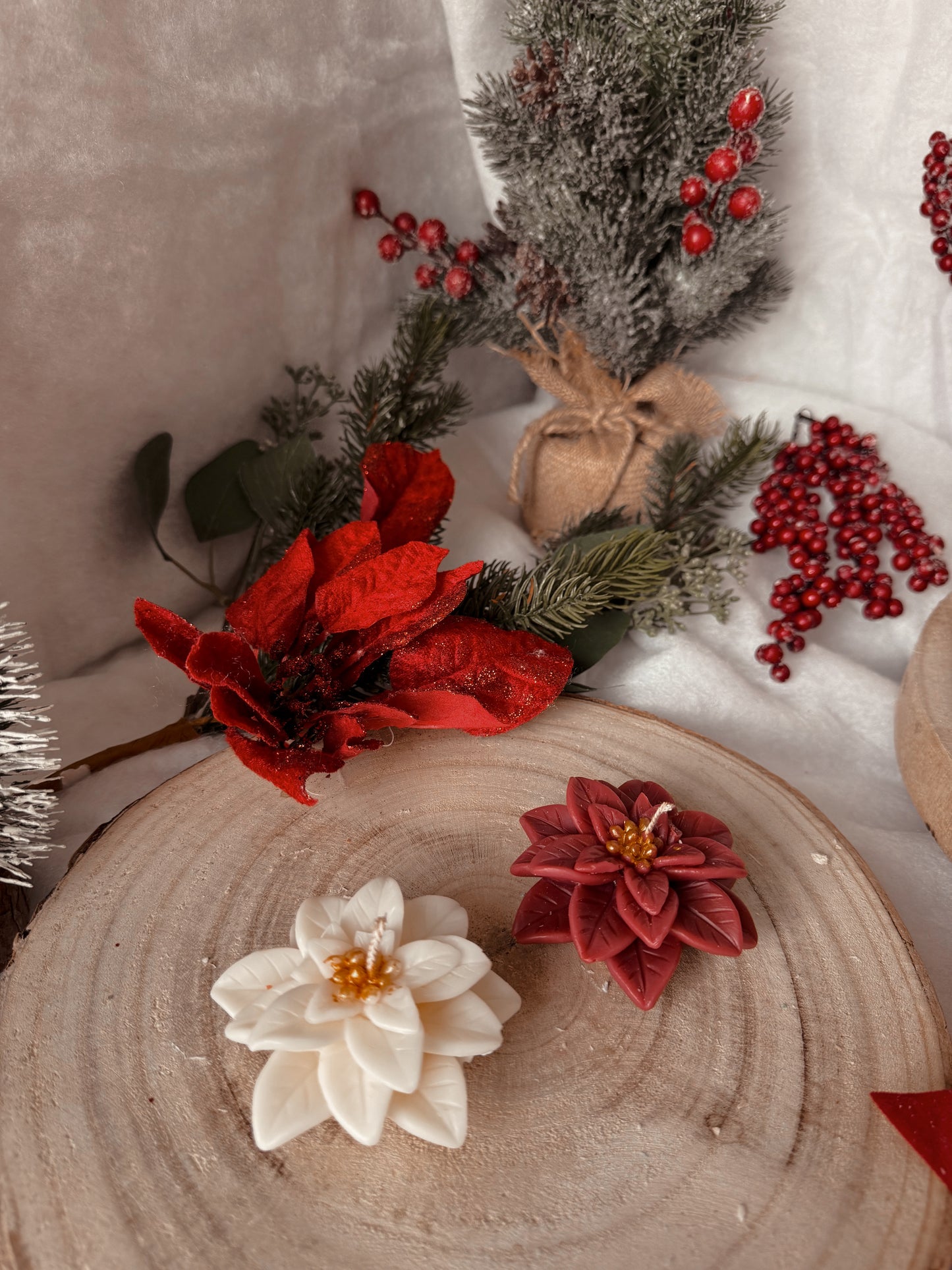 Bougie fleur de Poinsettia coloris aux choix