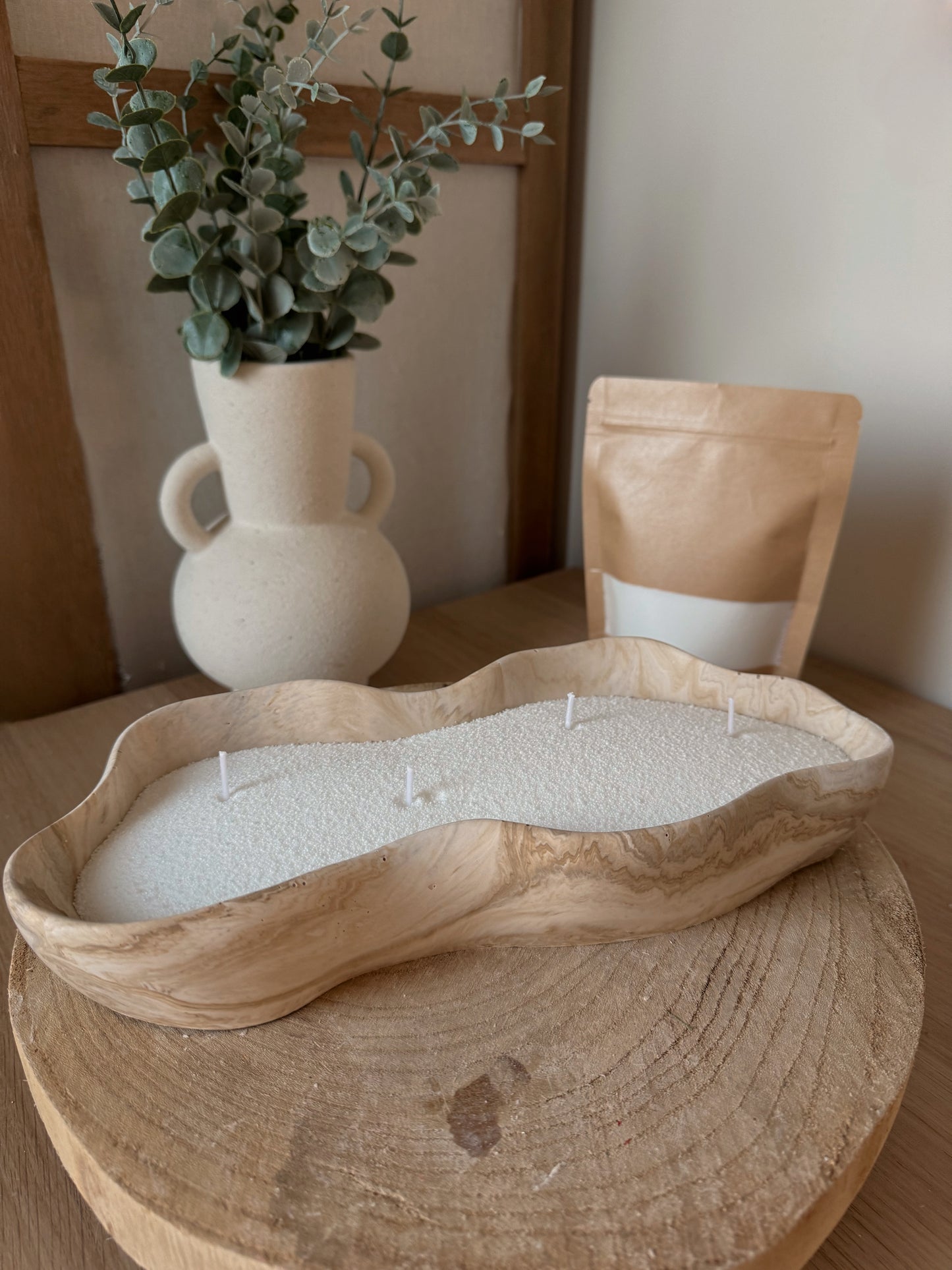 Kit Sandle cire et bol marbré fait main en jesmonite au choix