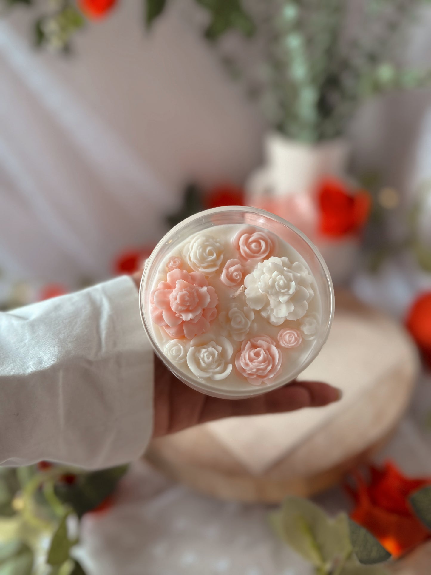 Bougie en verre jardin de roses