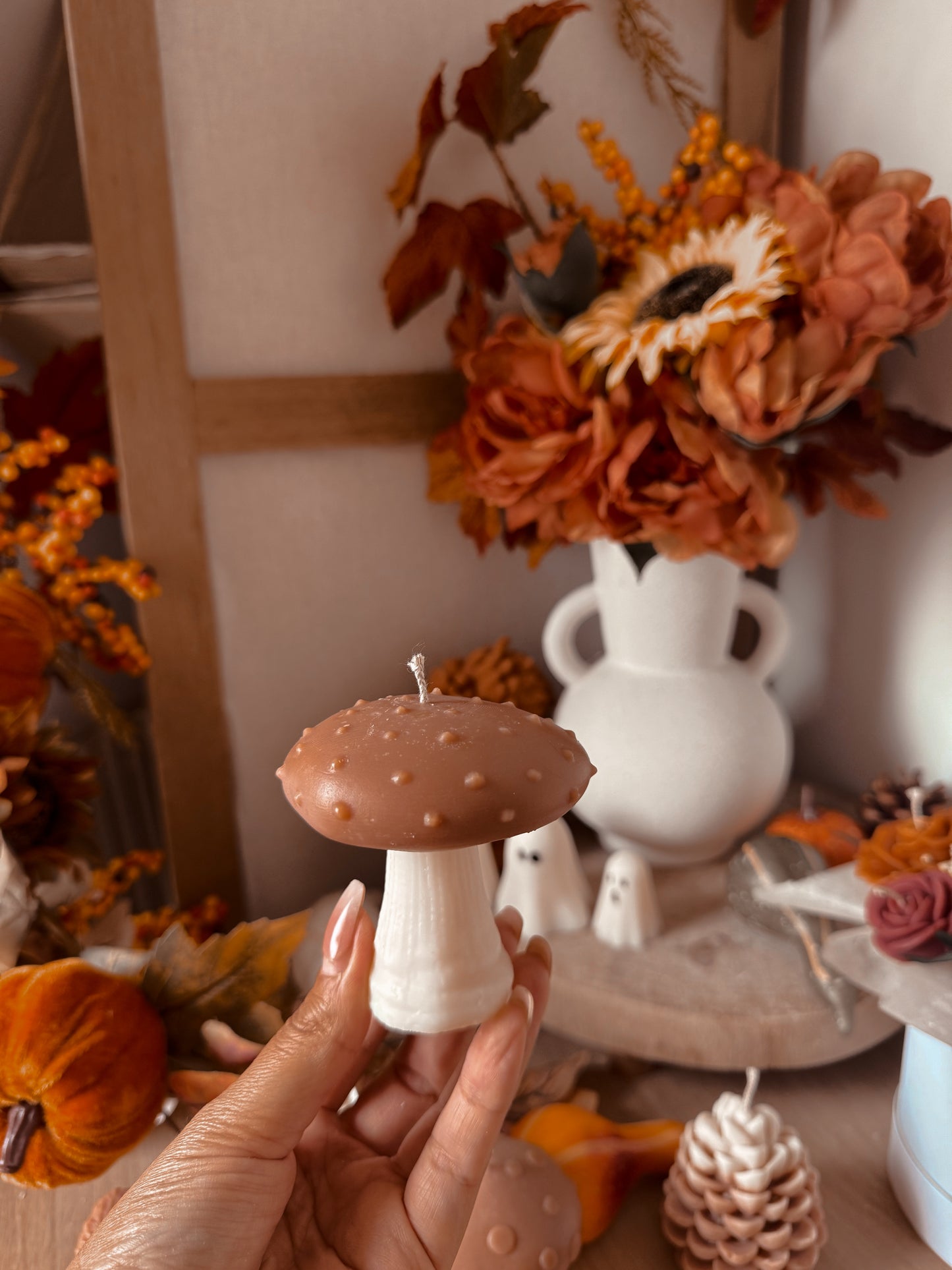 Bougie champignons cire d'olive modèle et senteur aux choix
