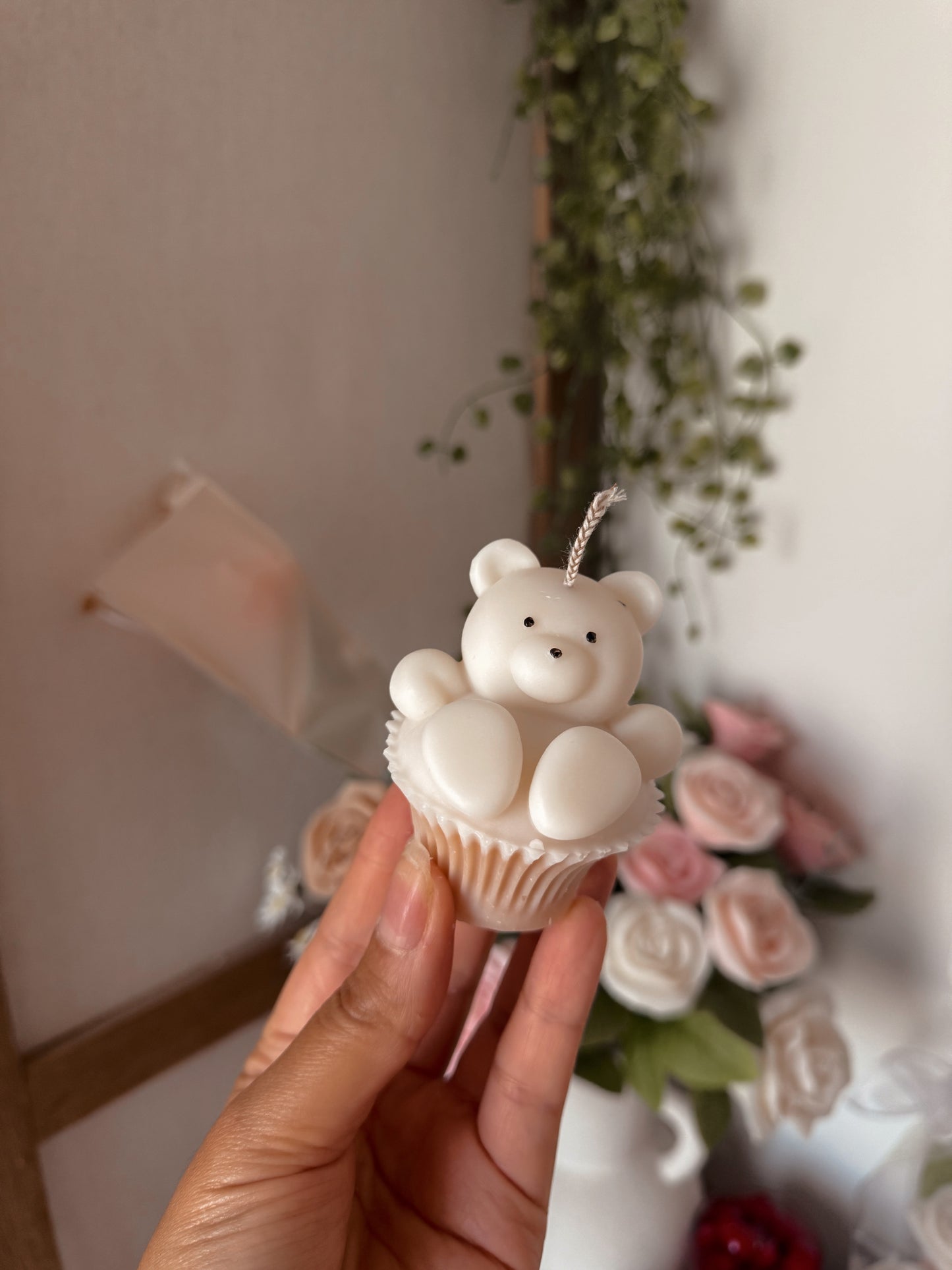 Bougie cupcake nounours coloris au choix