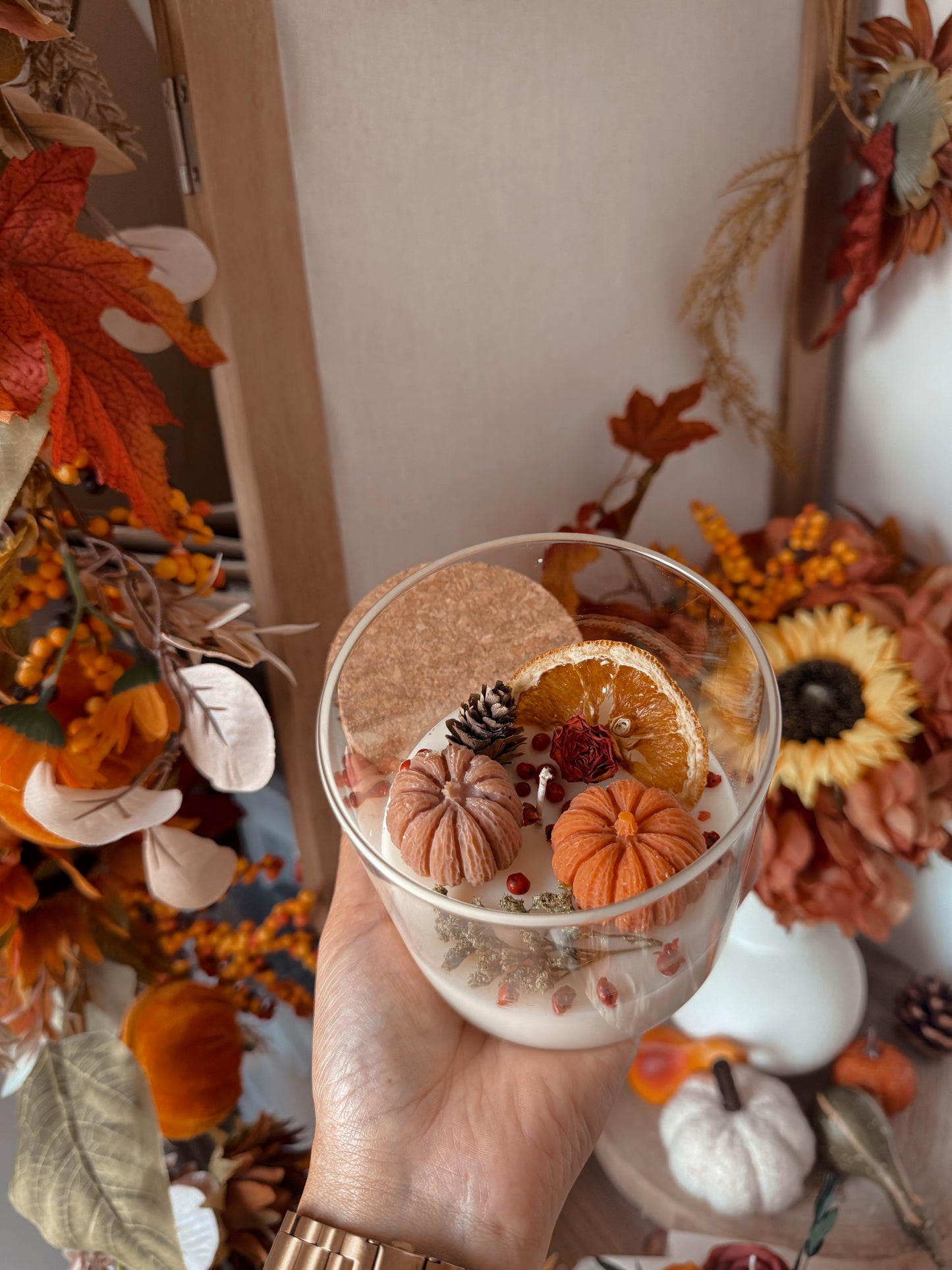 Bougie édition automne en verre senteur automne gourmand