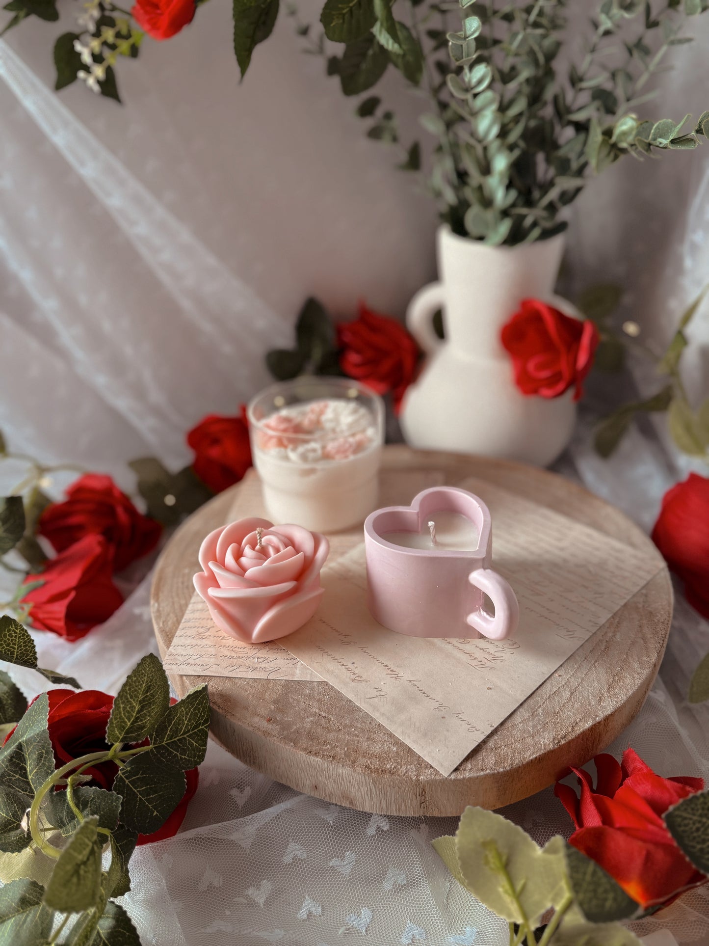 Bougie en verre jardin de roses