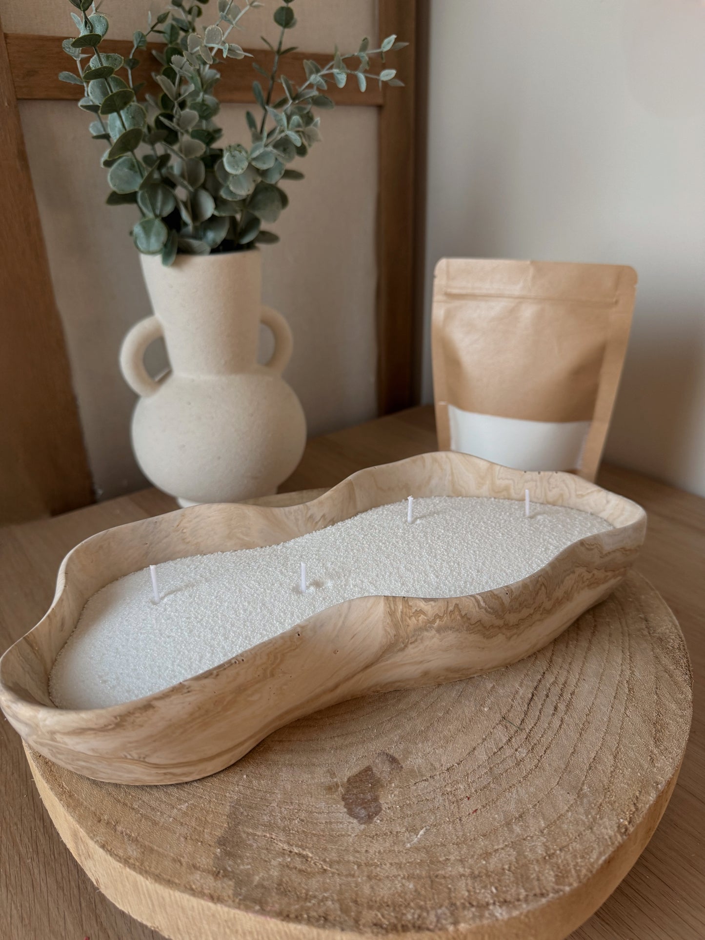 Kit Sandle cire et bol marbré fait main en jesmonite au choix