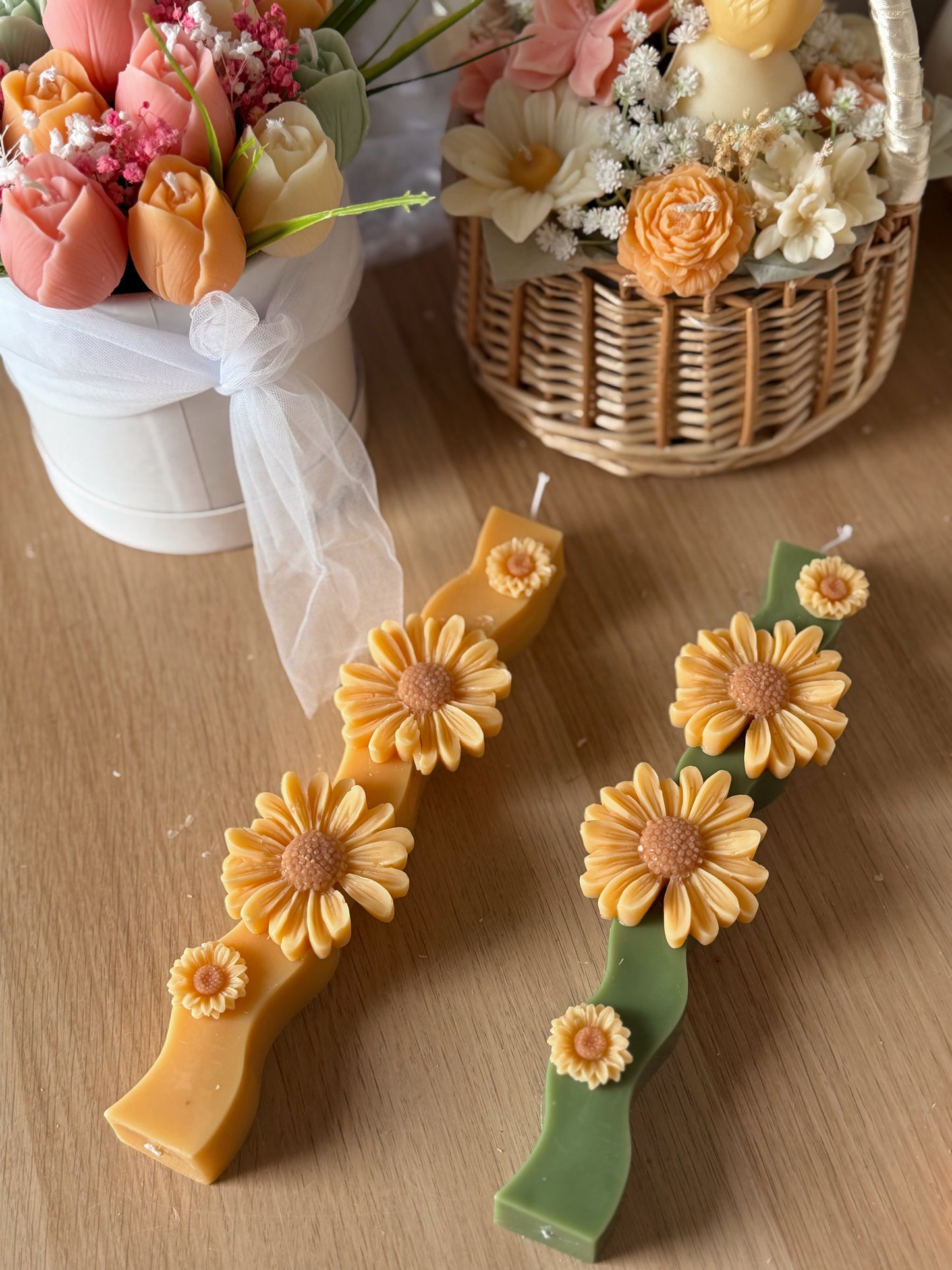 Chandelles wavy et tournesols