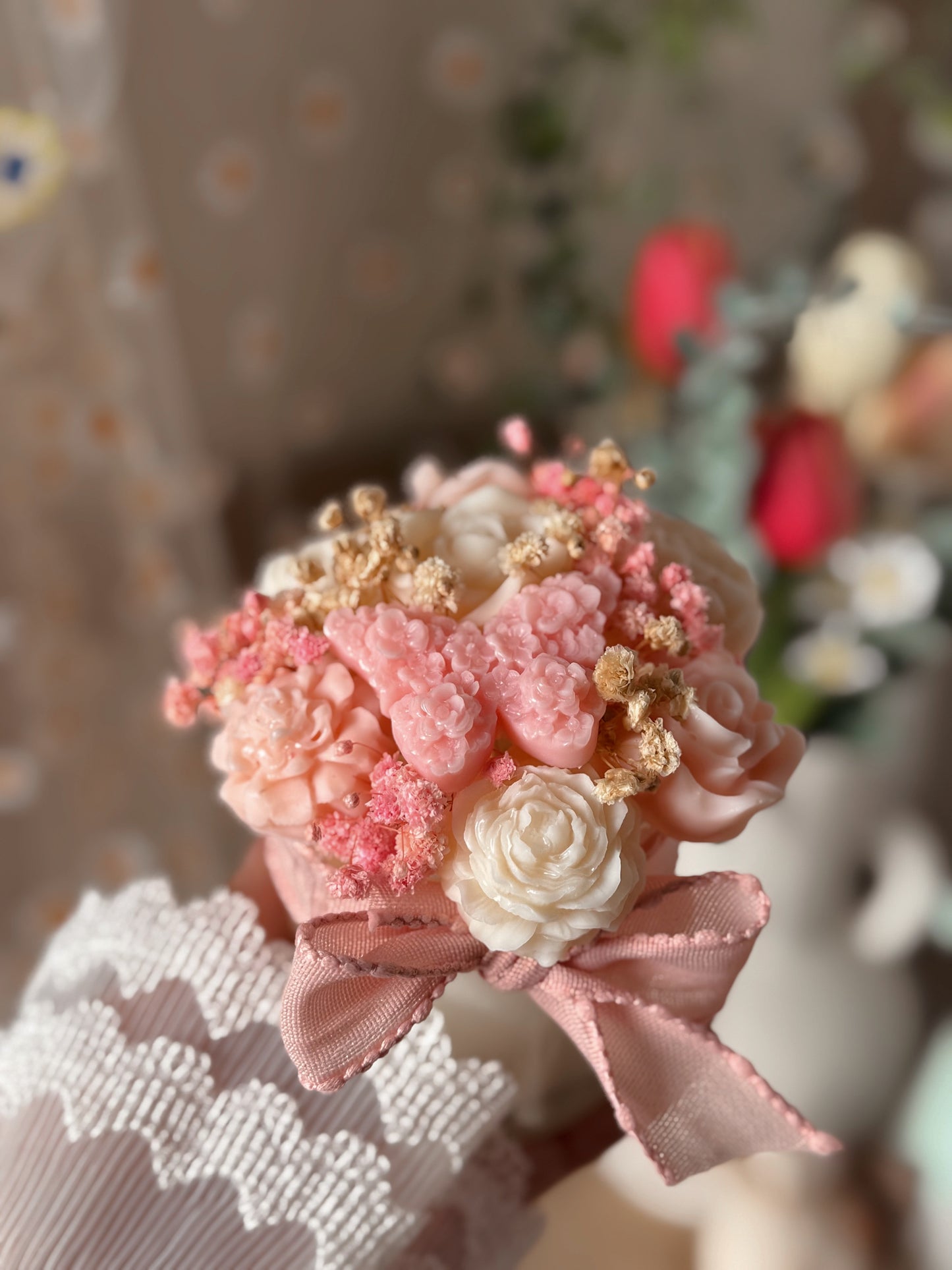 Bougie bouquet de fleurs fondants parfumés