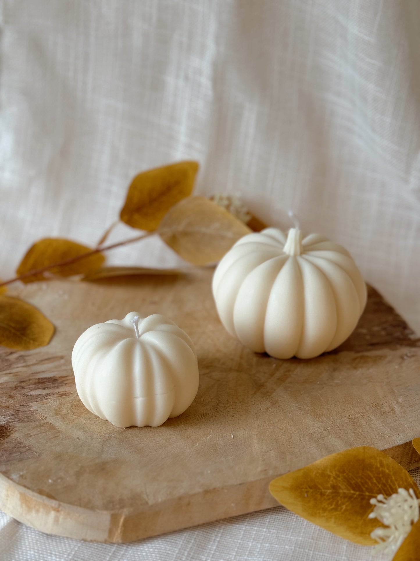 Bougie citrouille cire de colza créme 2 tailles parfum automne gourmand