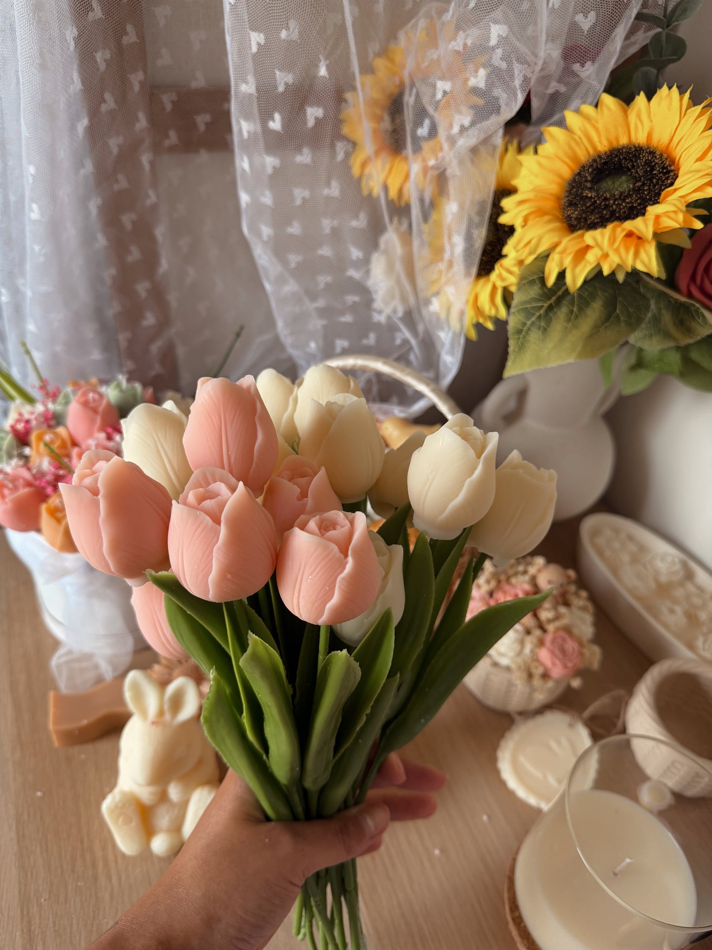 Bouquet de bougies Tulipes édition limitée parfum printanier coloris au choix