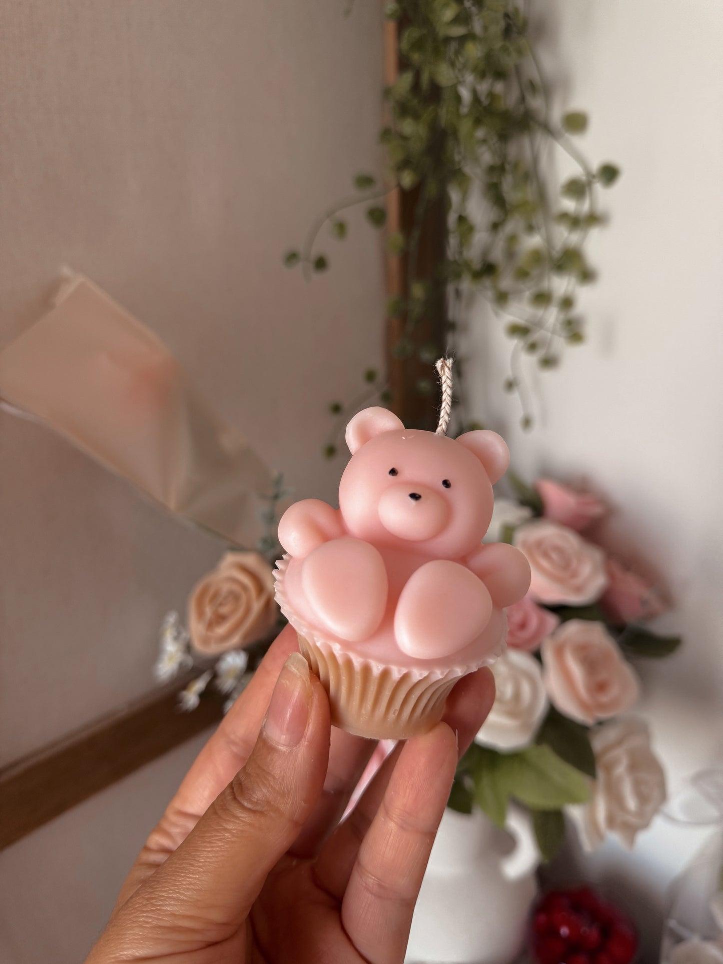Bougie cupcake nounours coloris au choix