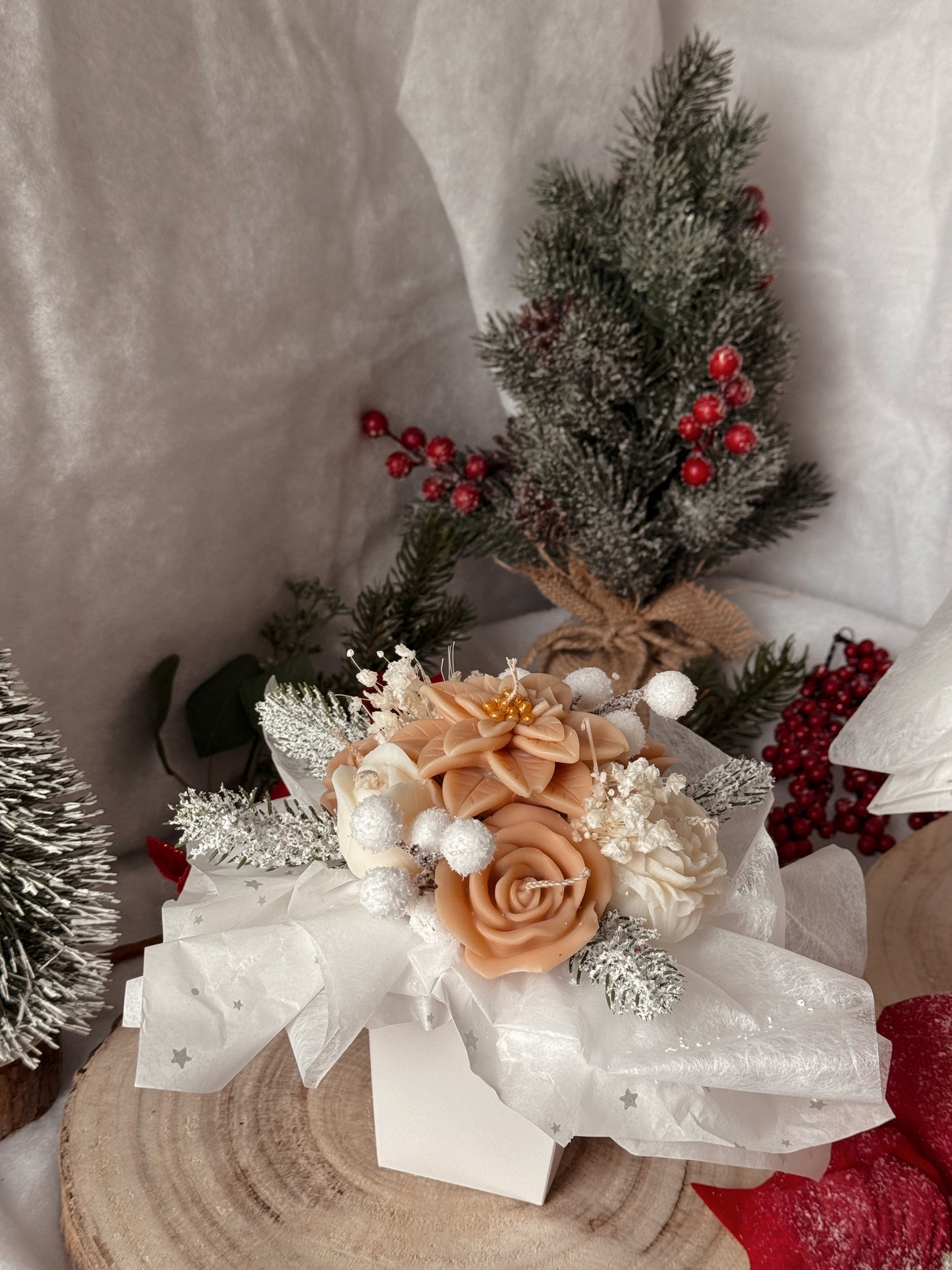 Bouquet de Noël édition limité modèle moyen crème senteur nougat crémeux