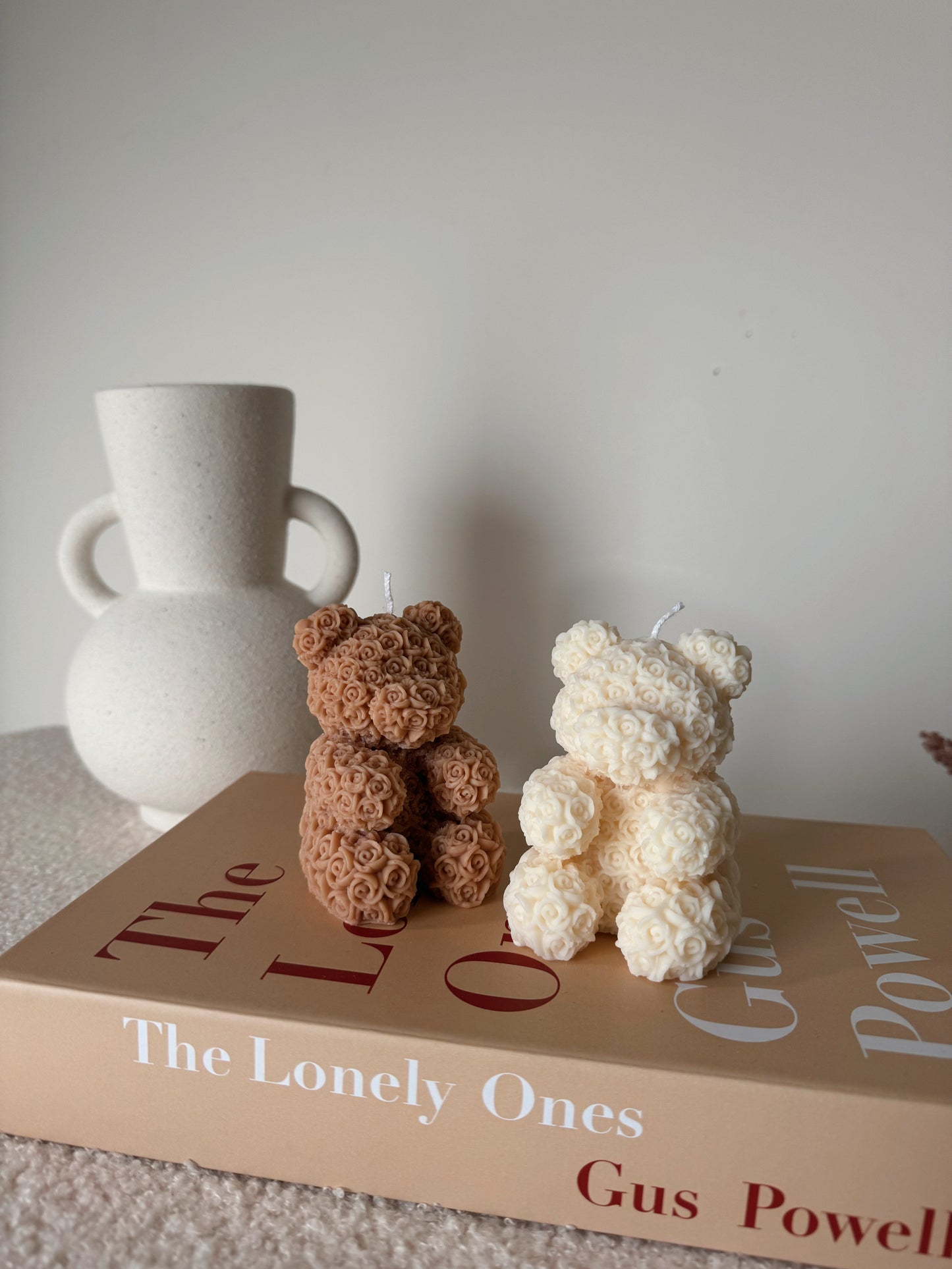 Bougie Teddy bear boutons de roses coloris au choix