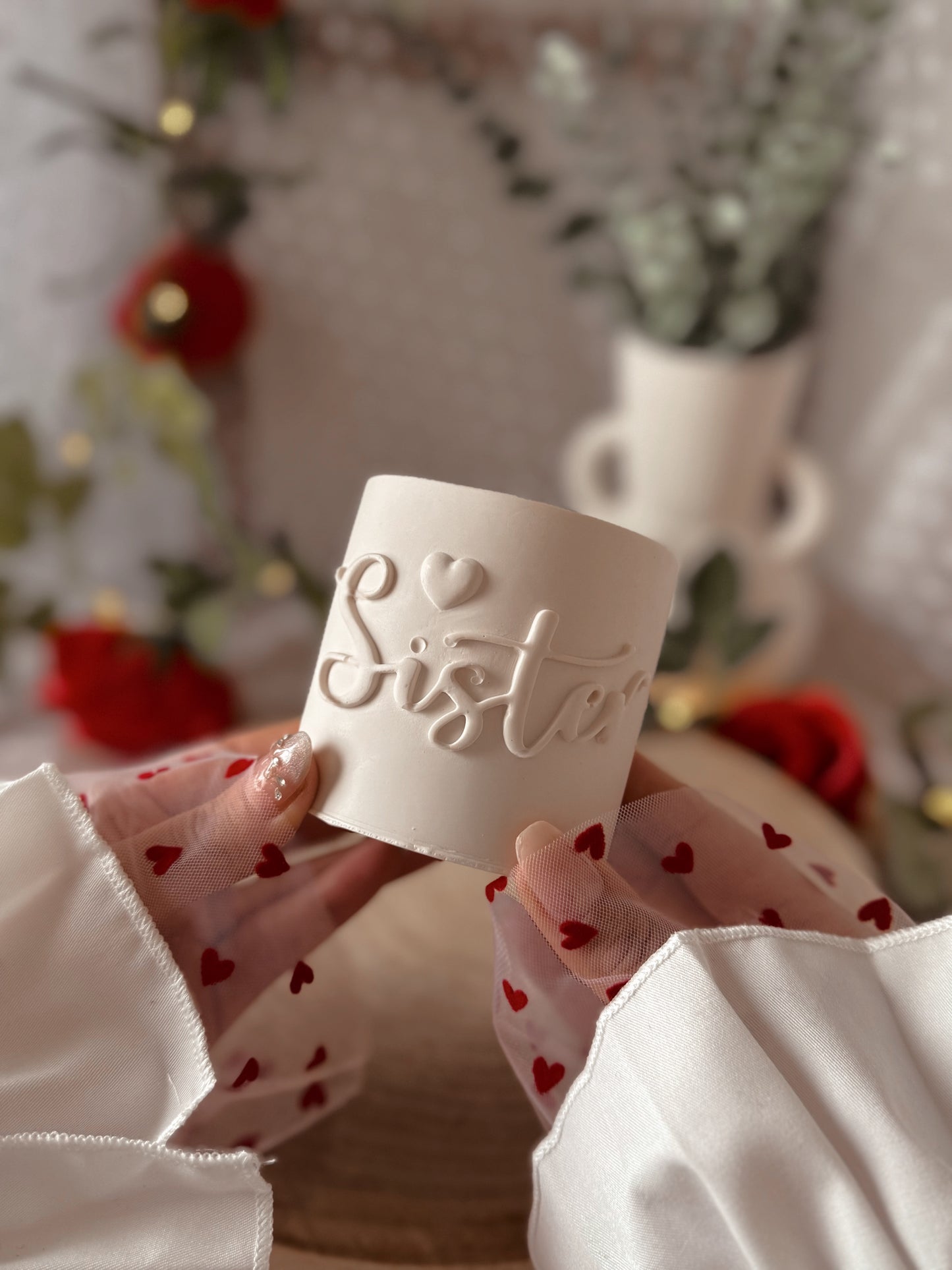Bougie SISTER pot fait main en jesmonite et cire de soja parfum au choix