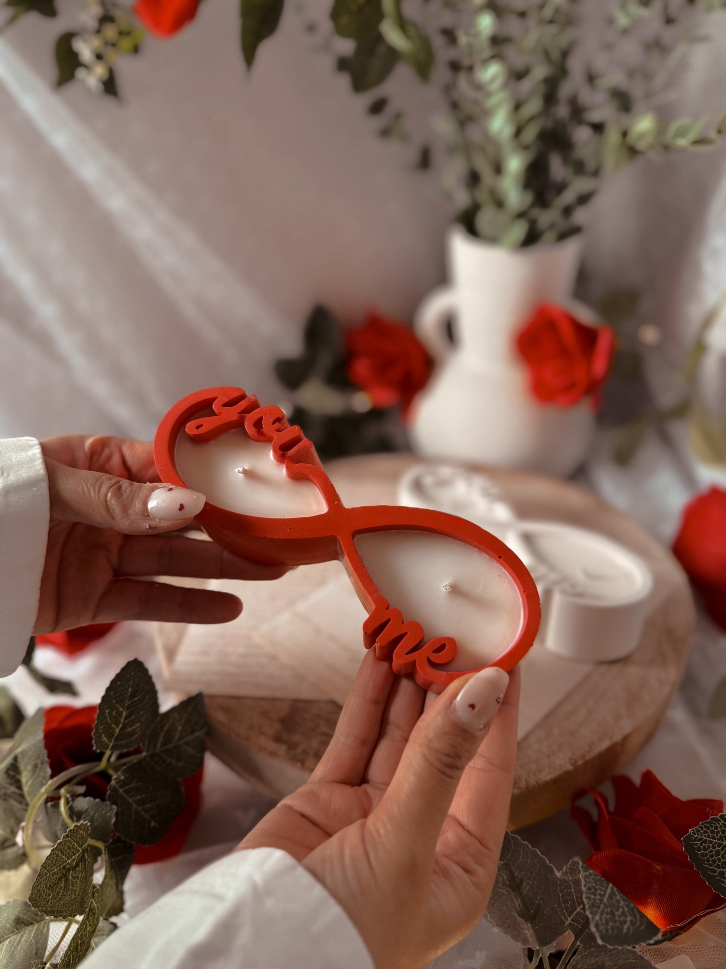Bougie you&me fait main en jesmonite et cire de soja coloris au choix