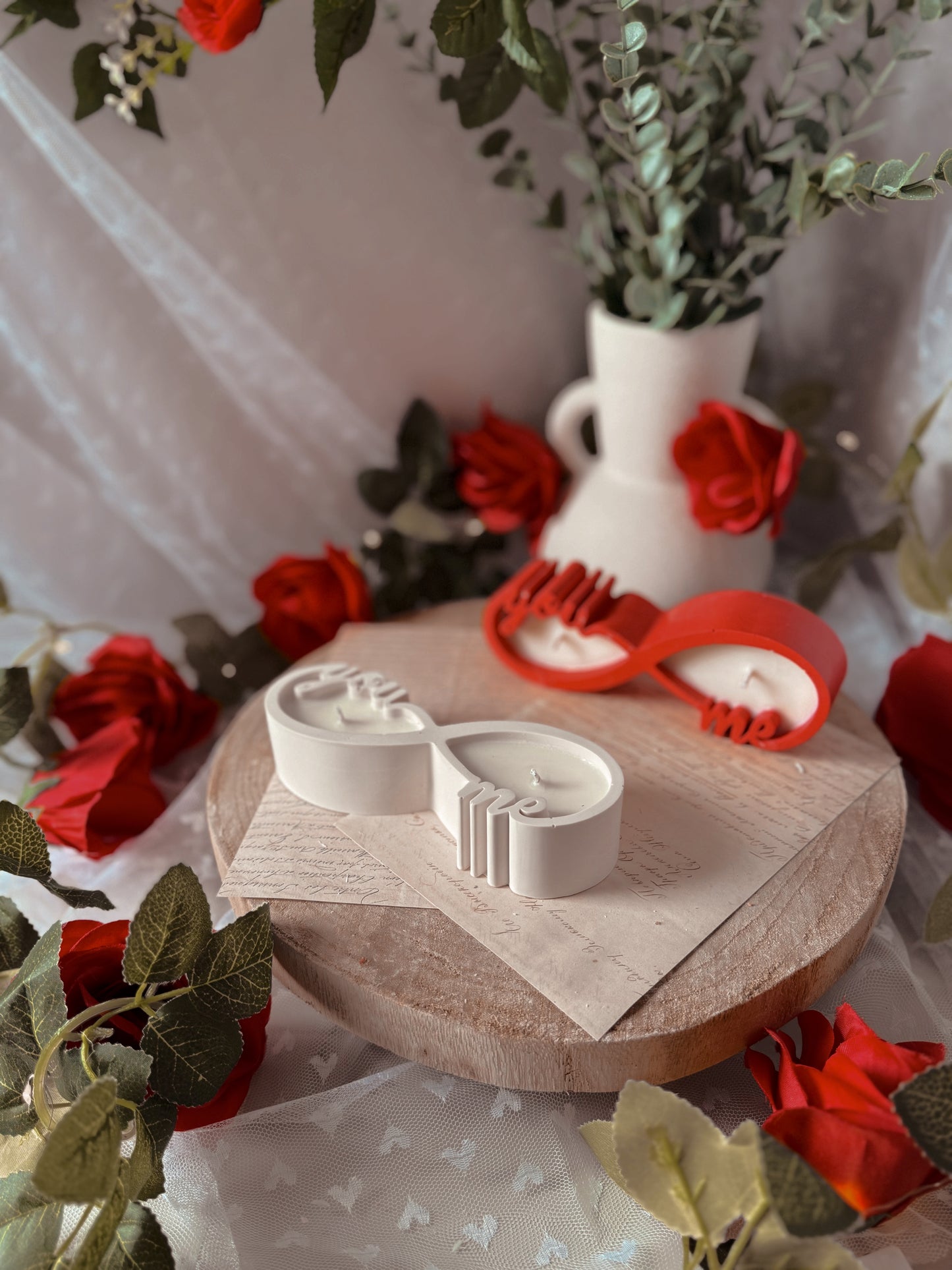 Bougie you&me fait main en jesmonite et cire de soja coloris au choix