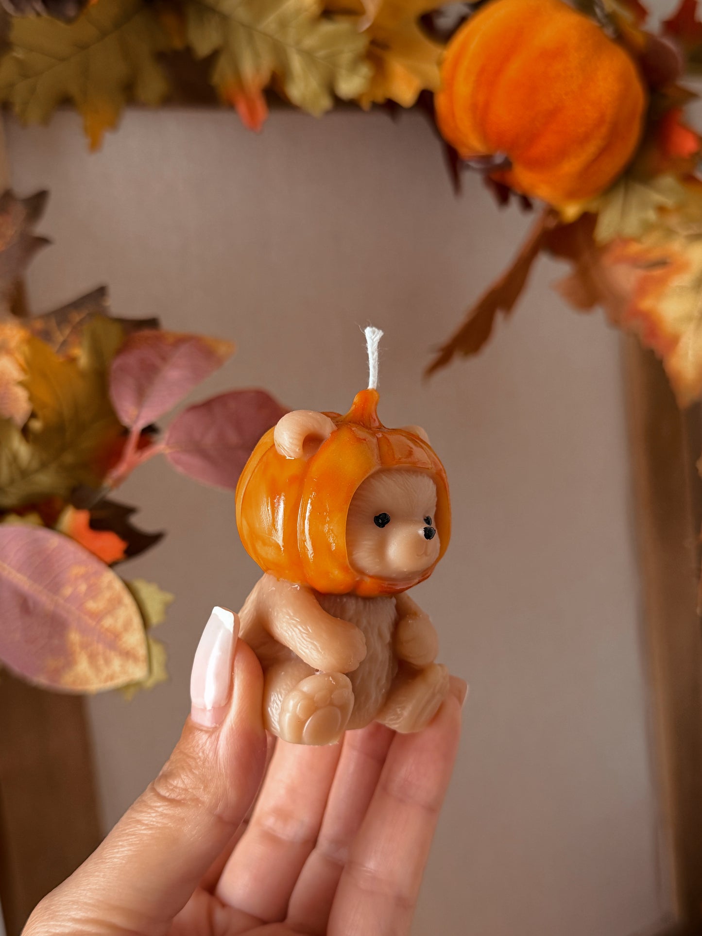 Bougie Nounours citrouille coloris au choix senteur Automne gourmand