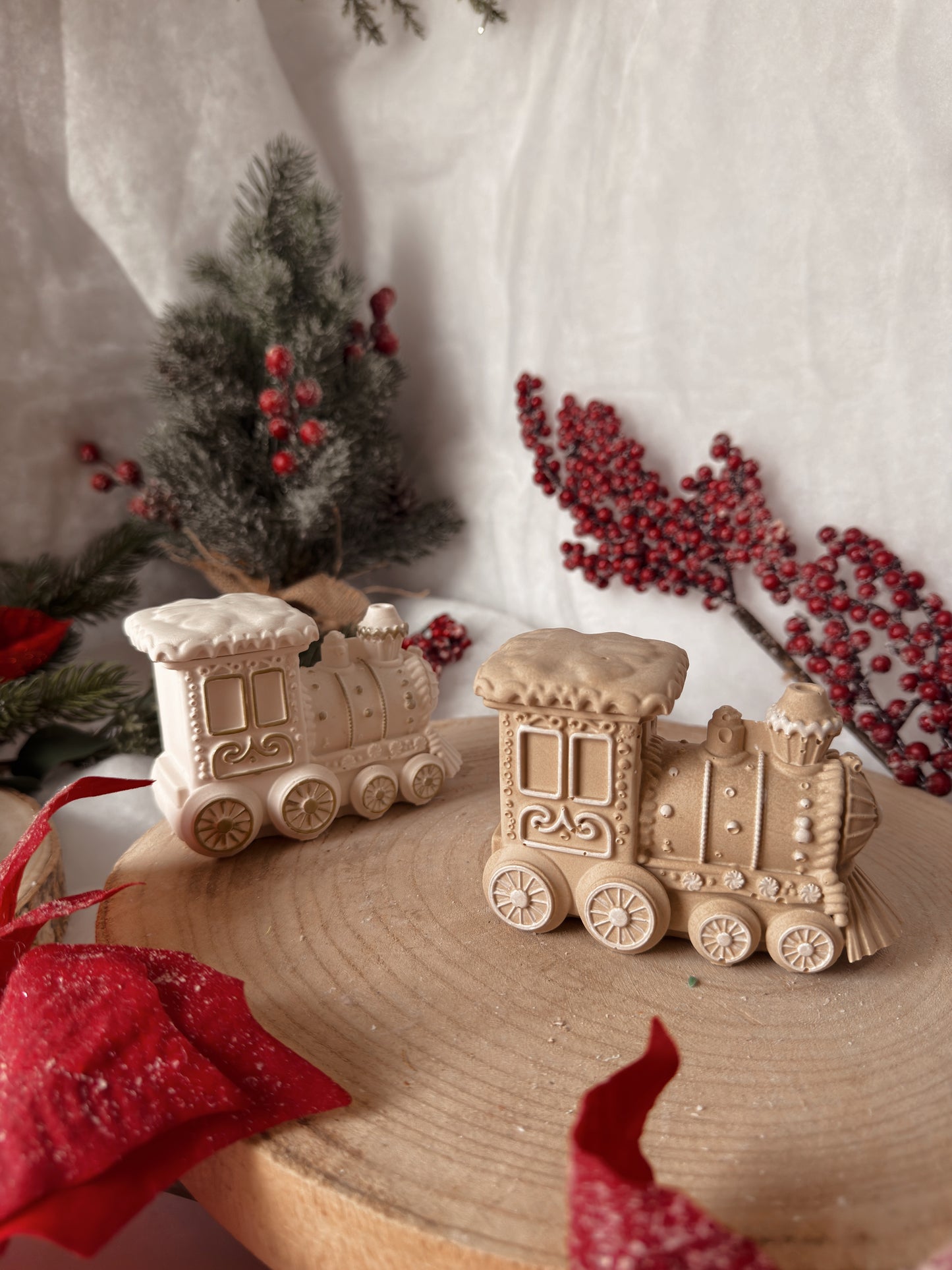 Bougie petit train fait main en jesmonite coloris et senteur au choix