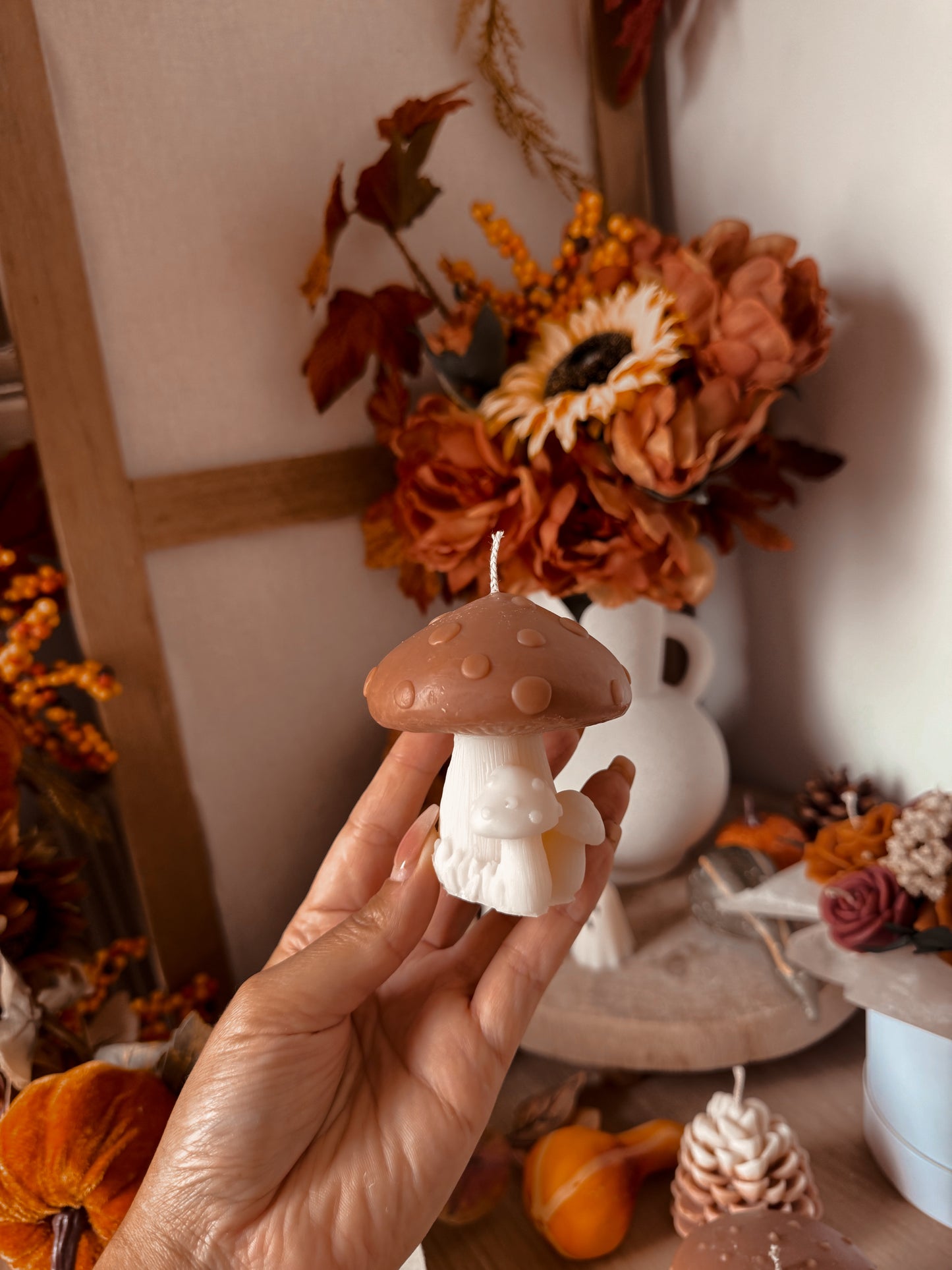 Bougie champignons cire d'olive modèle et senteur aux choix