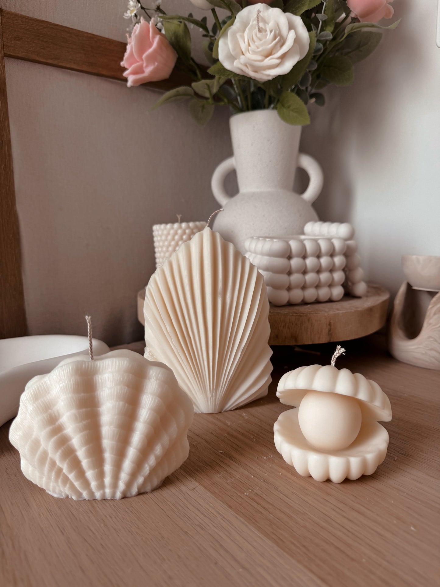 Bougie coquillage au choix senteur clémentine monoï