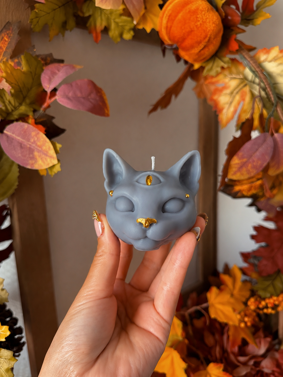 Bougie sphinx coloris au choix senteur Automne gourmand