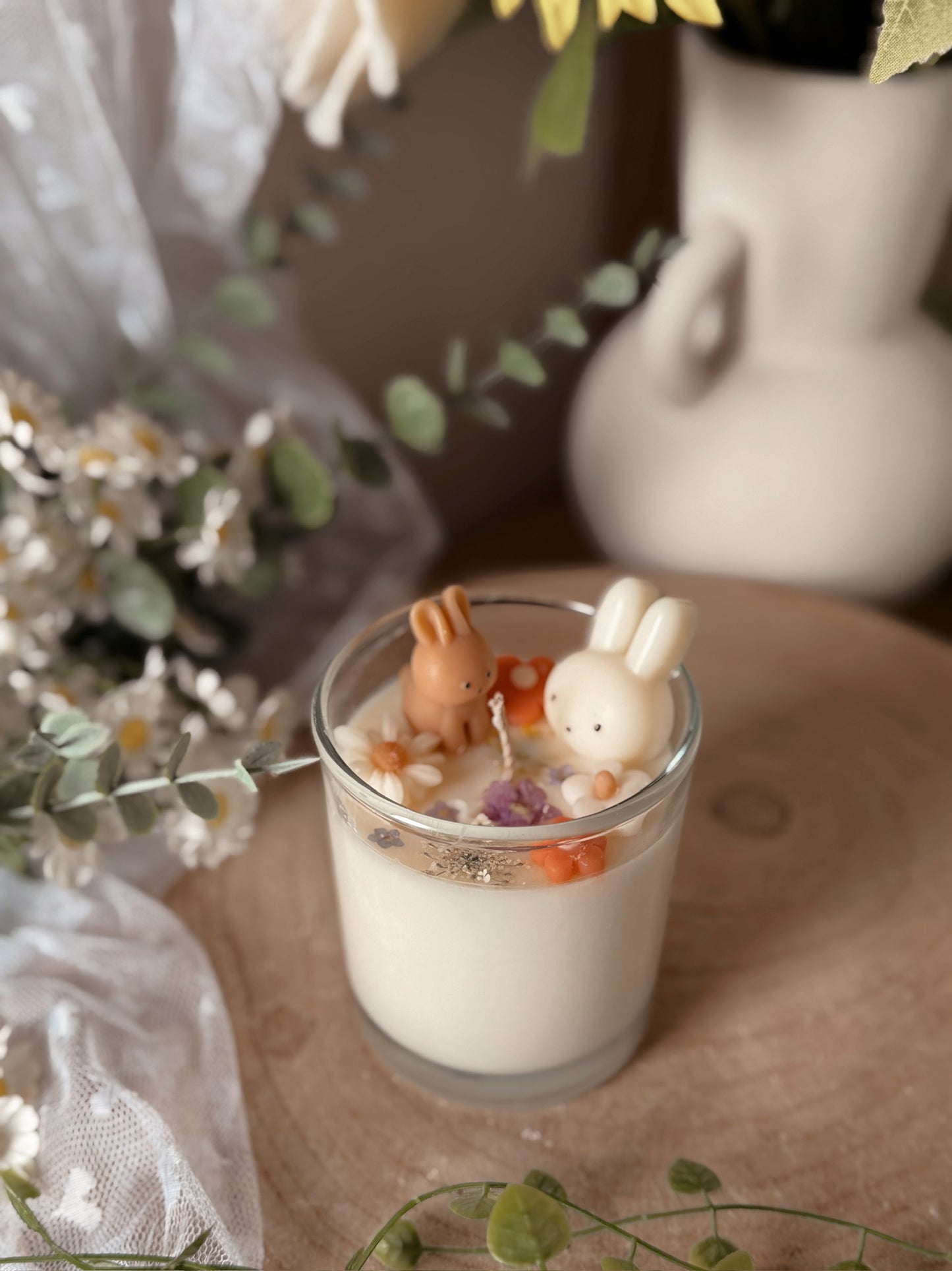 Bougie en verre Pâques multicolore senteur coquelicot