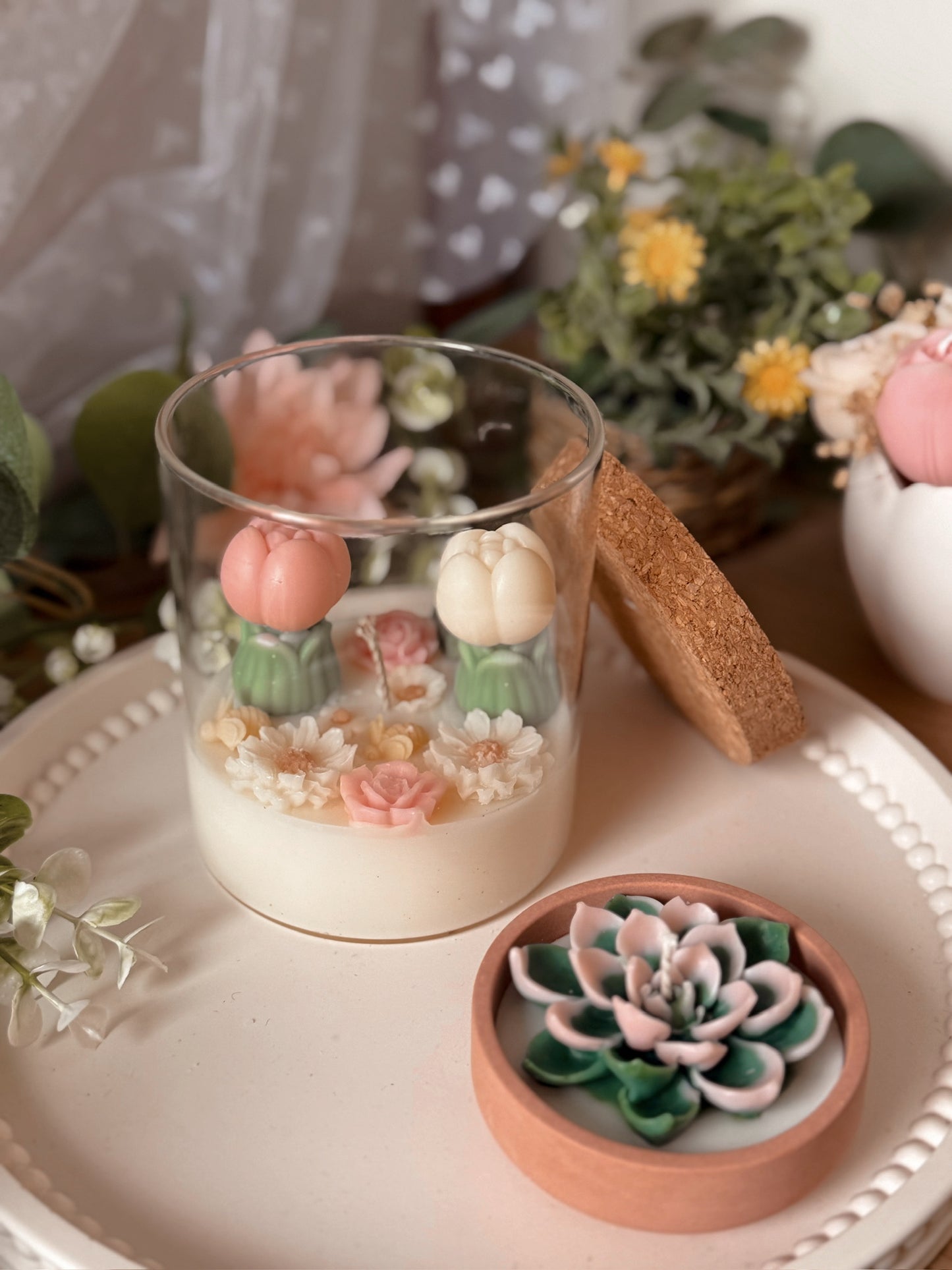 Bougie pot fait main mini succulente modèle au choix senteur soleil envoûtant