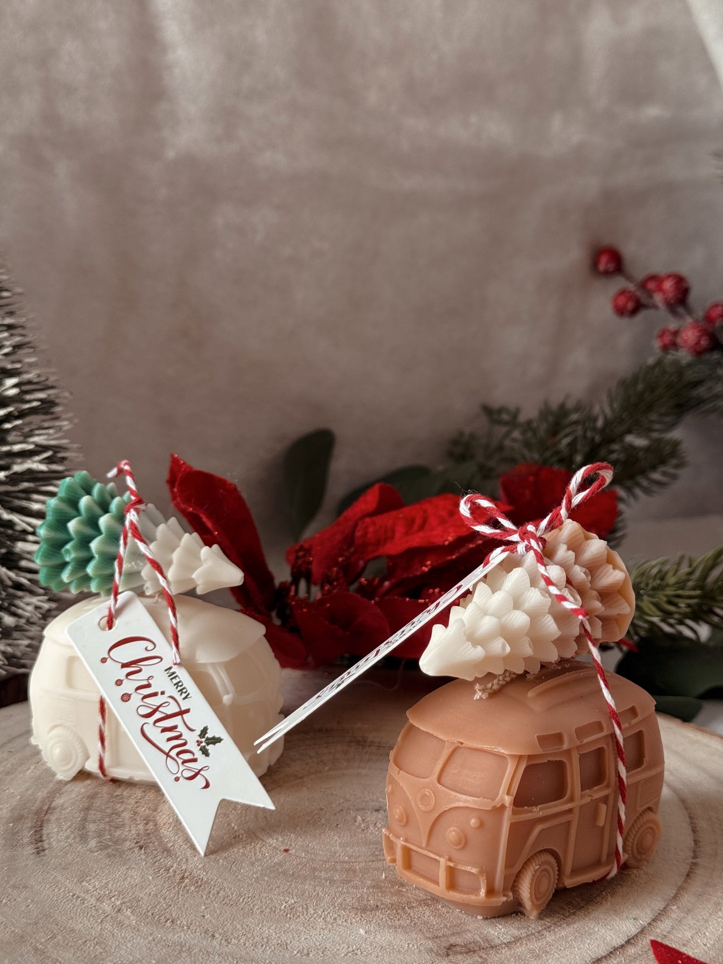 Bougie van et sapin de Noël  fait main en cire d’olive coloris au choix