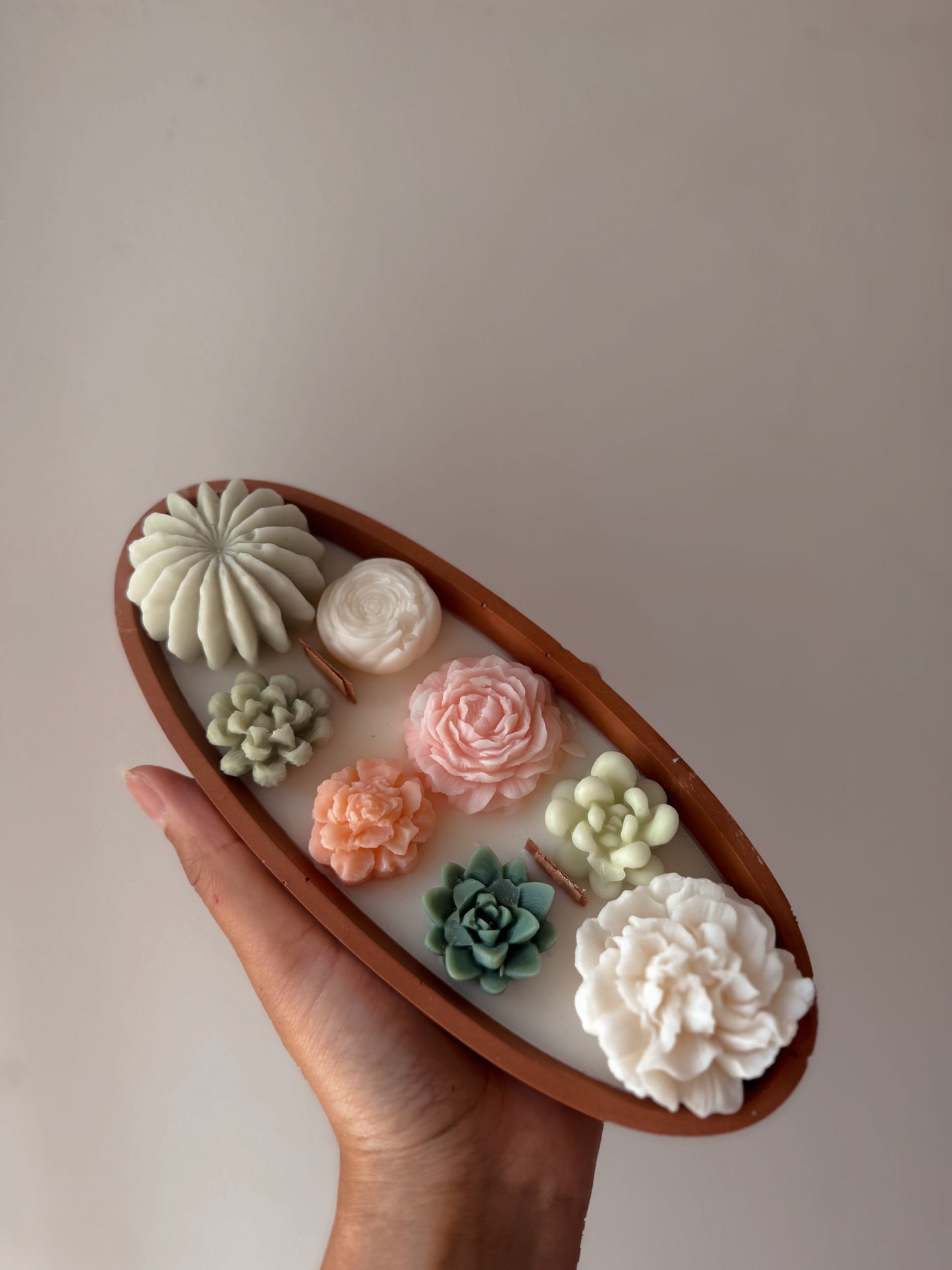 Bougie Centre de table terrarium parfum clémentine monoï