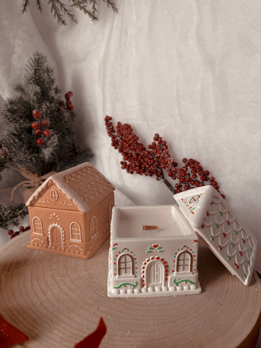 Bougie maison de pain d’épice  fait main en jesmonite coloris et senteur au choix