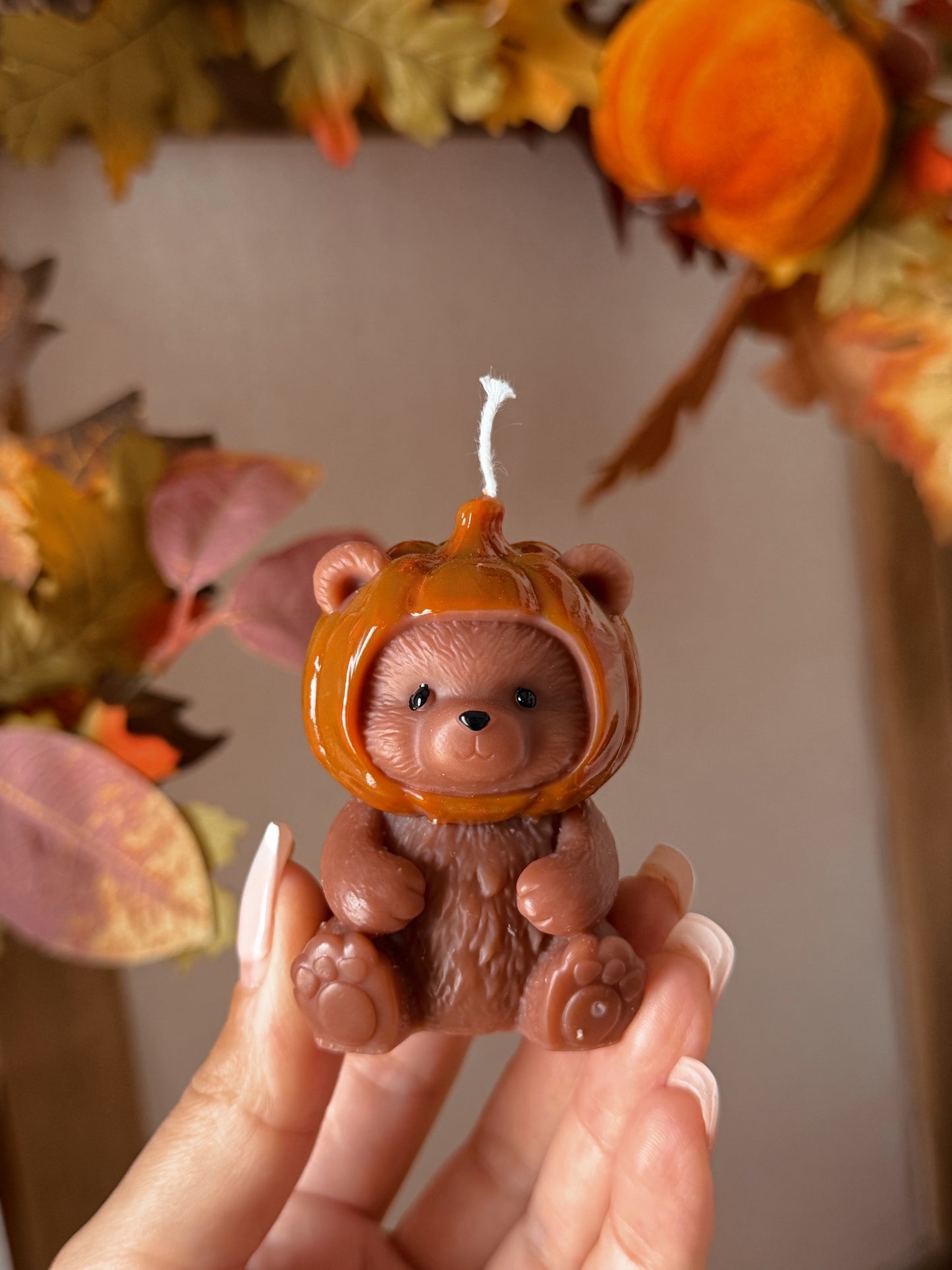 Bougie Nounours citrouille coloris au choix senteur Automne gourmand