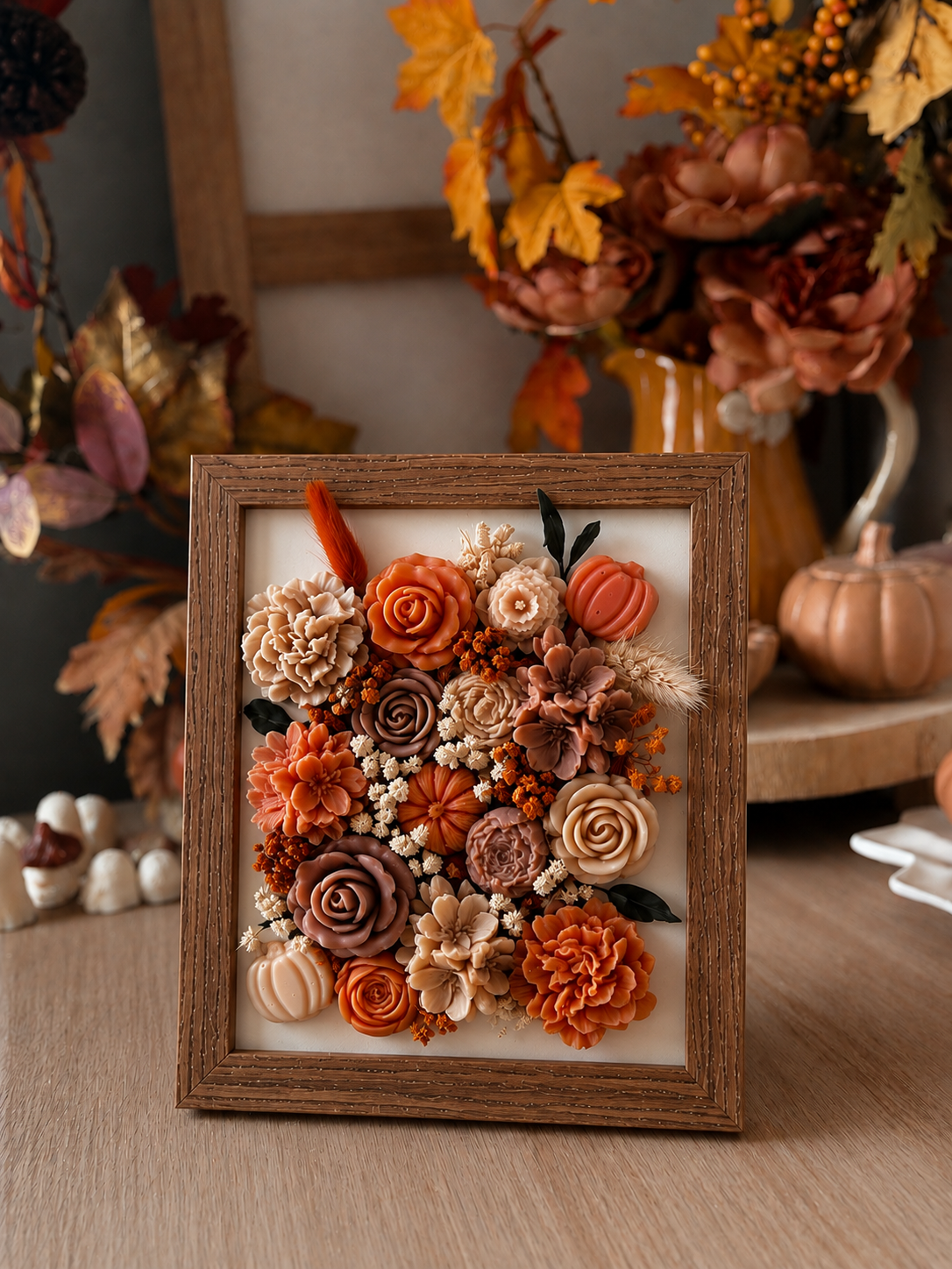 Tableaux modèle moyen de fleurs de cire d'olive Parfumées édition limitée d'automne senteur Automne gourmand
