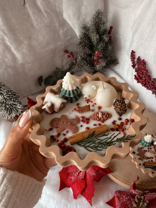 Bougie édition limitée étoile de Noël grand modèle pot Plissé parfum pomme cannelle