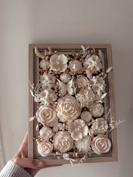 Tableaux de fleurs de cire d'olive Parfumées crème senteur Evasion fruité