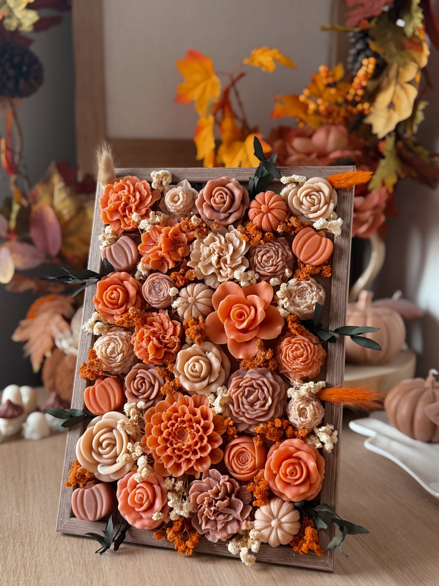 Tableaux grand modèle de fleurs de cire d'olive Parfumées édition limitée d'automne senteur Automne gourmand
