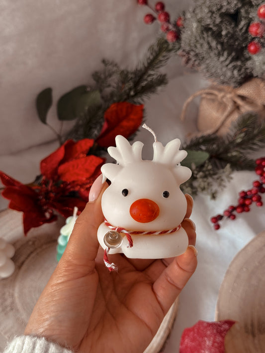 Bougie renne de Noël  fait main en cire d’olive senteur au choix
