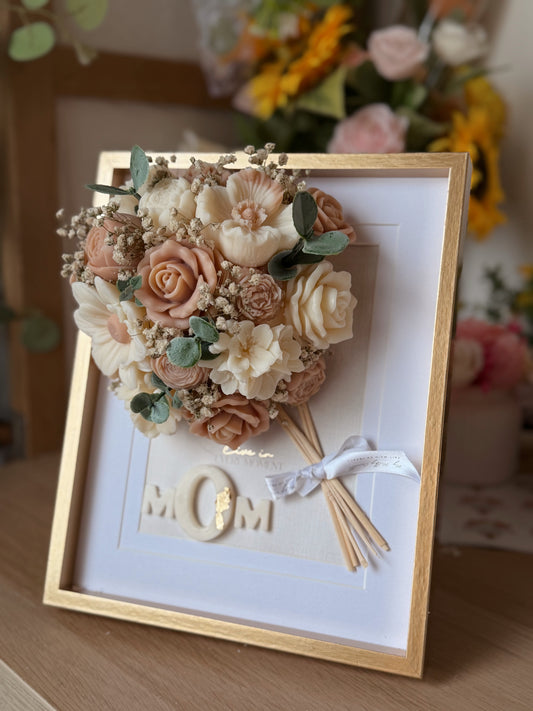 Tableau bouquet de fleurs de cire d'olive MOM spécial fête des mères Parfumé senteur soleil d’azur