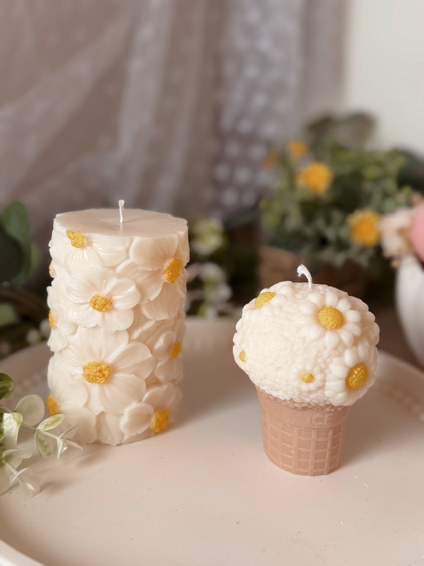 Bougie Cylindre marguerites senteur au choix