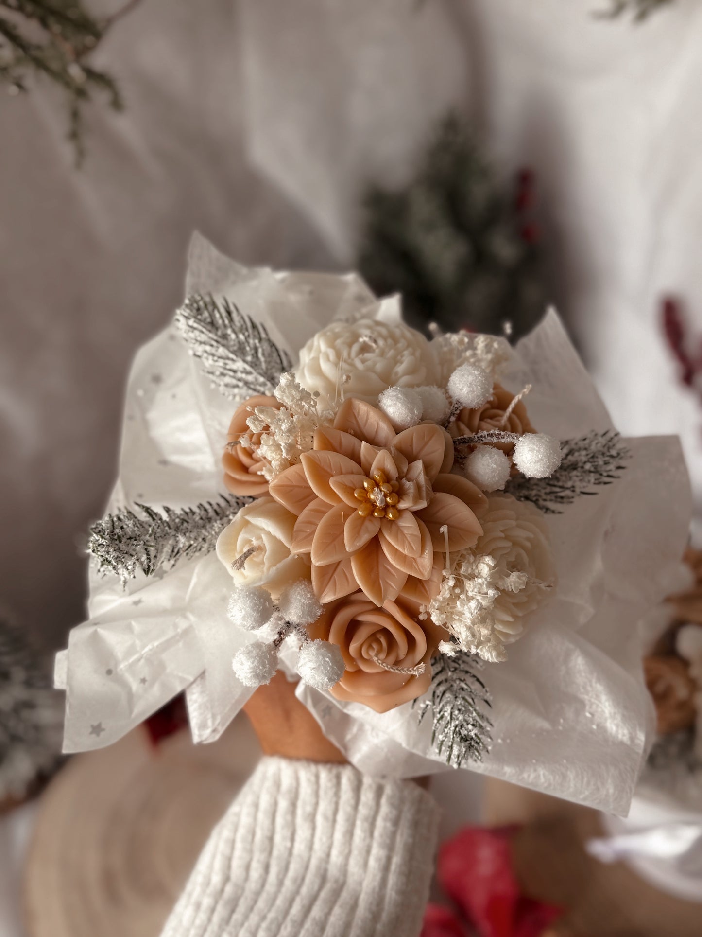 Bouquet de Noël édition limité modèle moyen crème senteur nougat crémeux