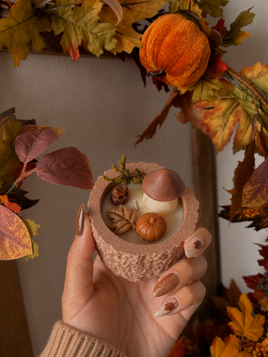 Bougie tronc d'arbre pot fait main en jesmonite petit modèle & cire de soja senteur au choix