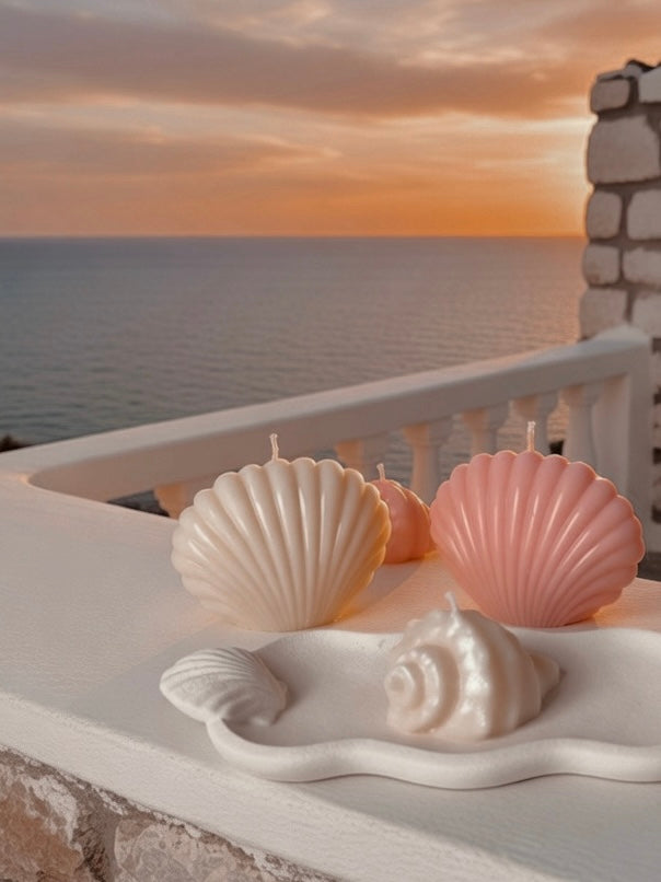 Bougie Shell escargot fait main en cire d’olive coloris et senteur au choix