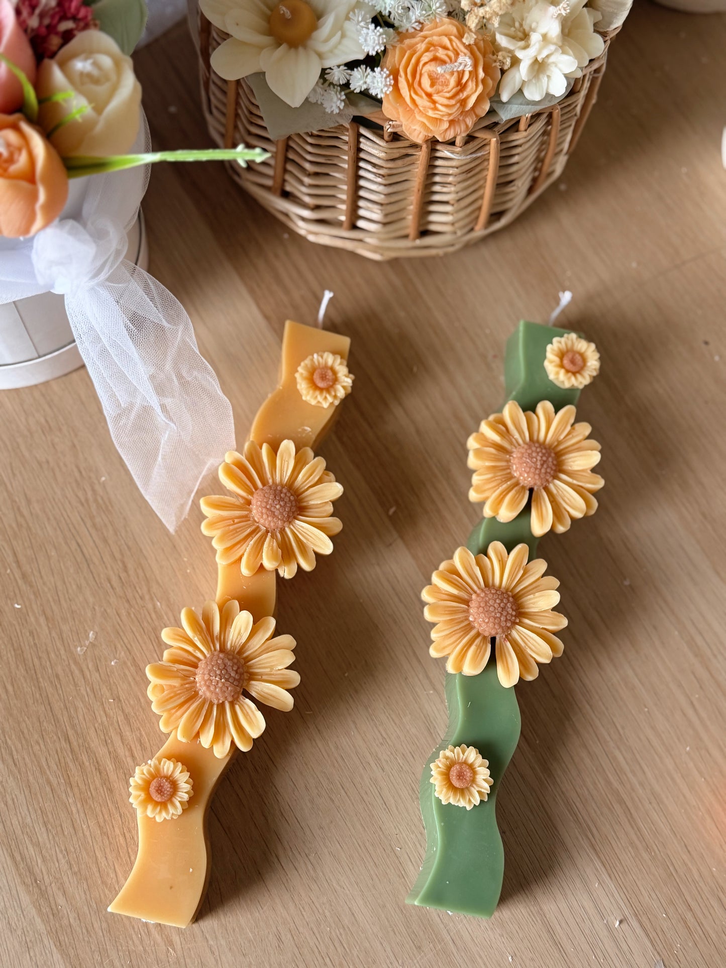 Chandelles wavy et tournesols