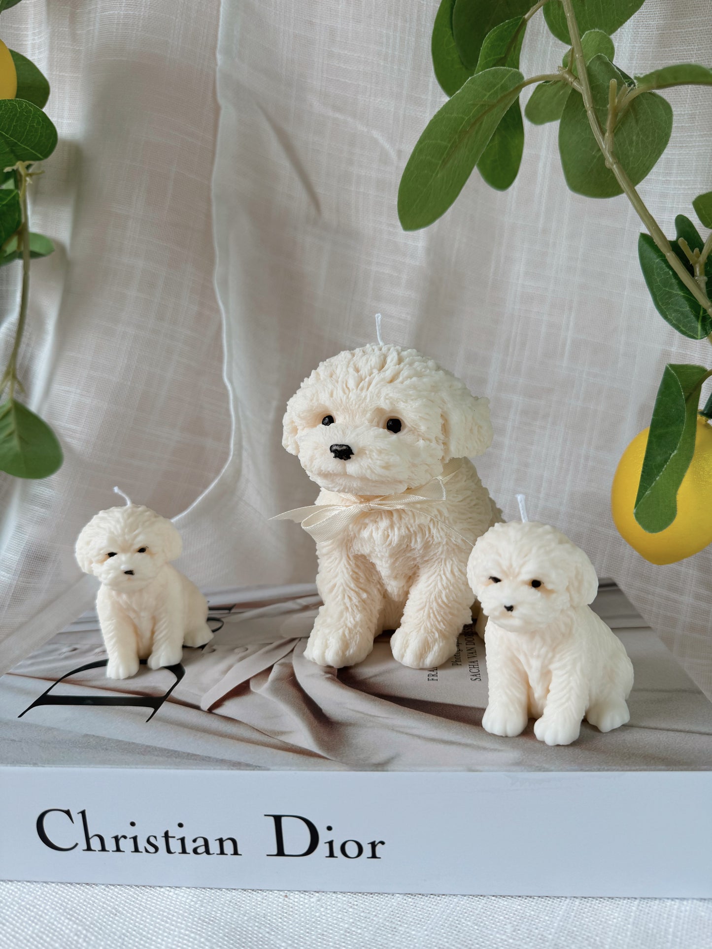 Bougie Puppy family fait main en cire de soja coloris au choix