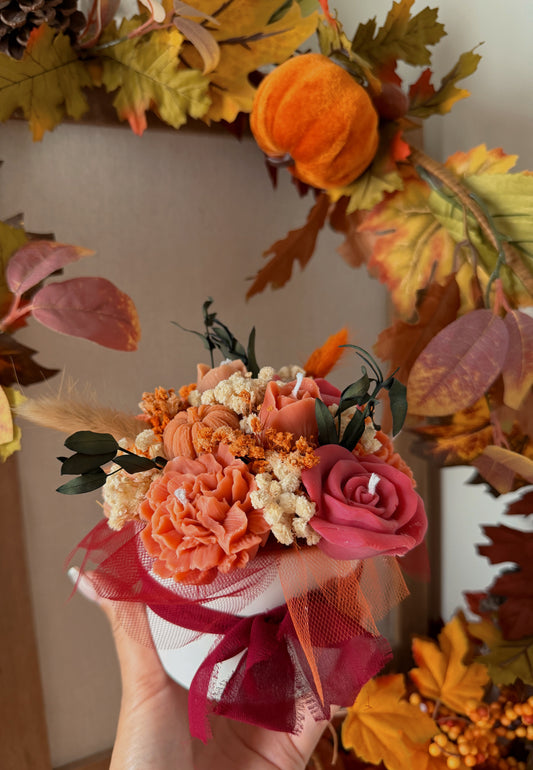 Pot en jesmonite grand modèle édition limité d'automne fleurs en cire senteur automne gourmand
