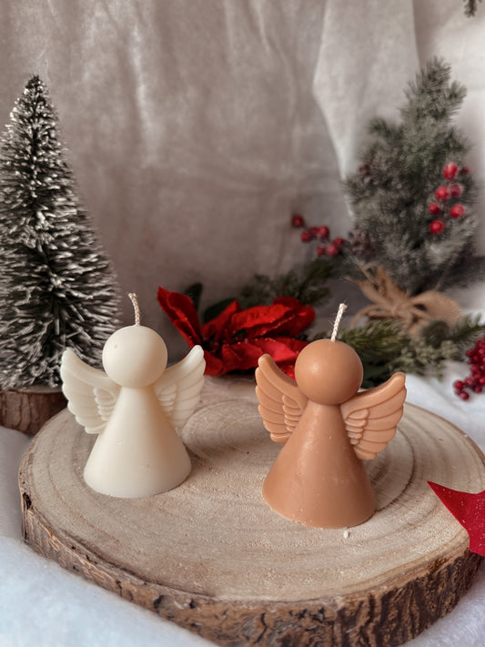 Bougie ange fait main en cire d’olive coloris et senteur au choix