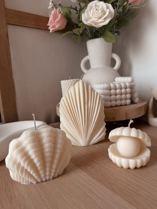 Bougie coquillage au choix senteur clémentine monoï