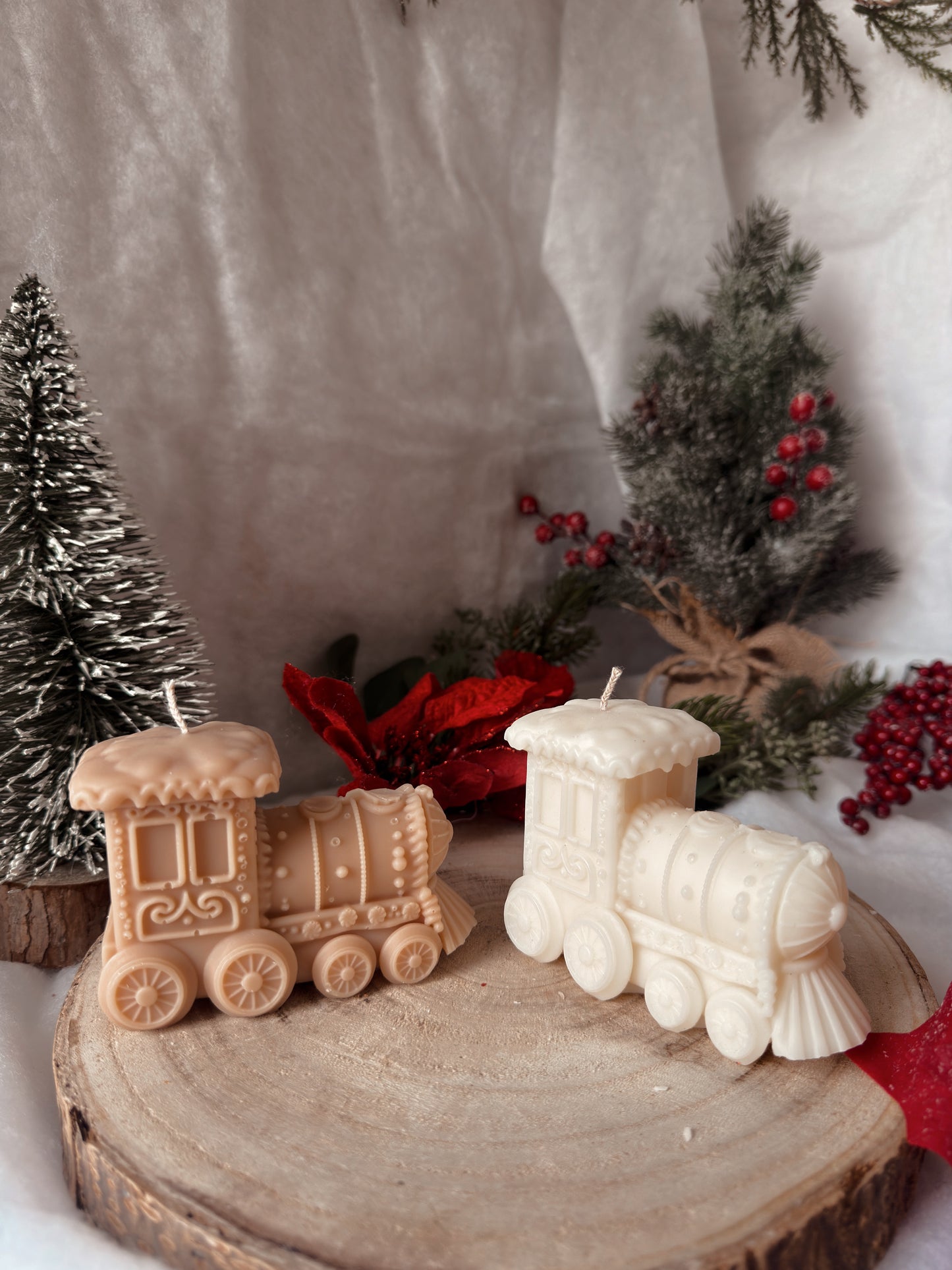 Bougie petit train fait main en cire d’olive coloris et senteur au choix