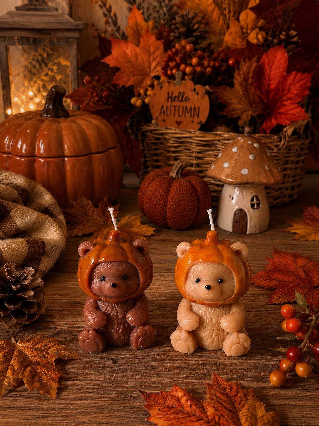Bougie Nounours citrouille coloris au choix senteur Automne gourmand