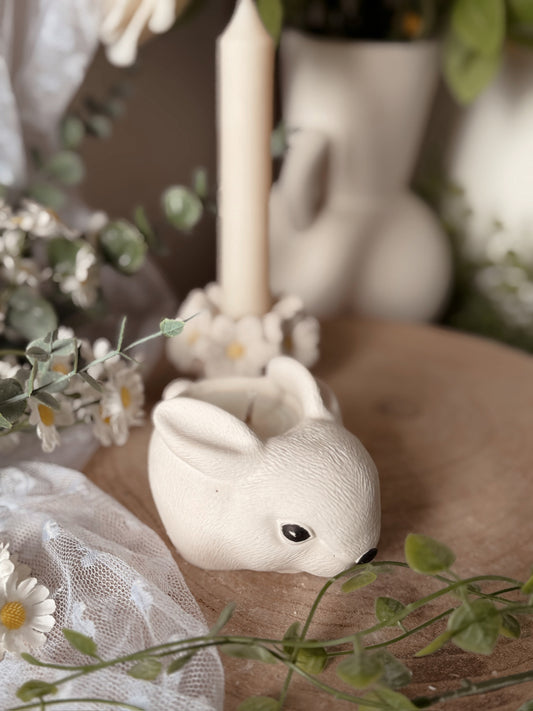 Bougie Lapin contenant fait main en jesmonite senteur au choix