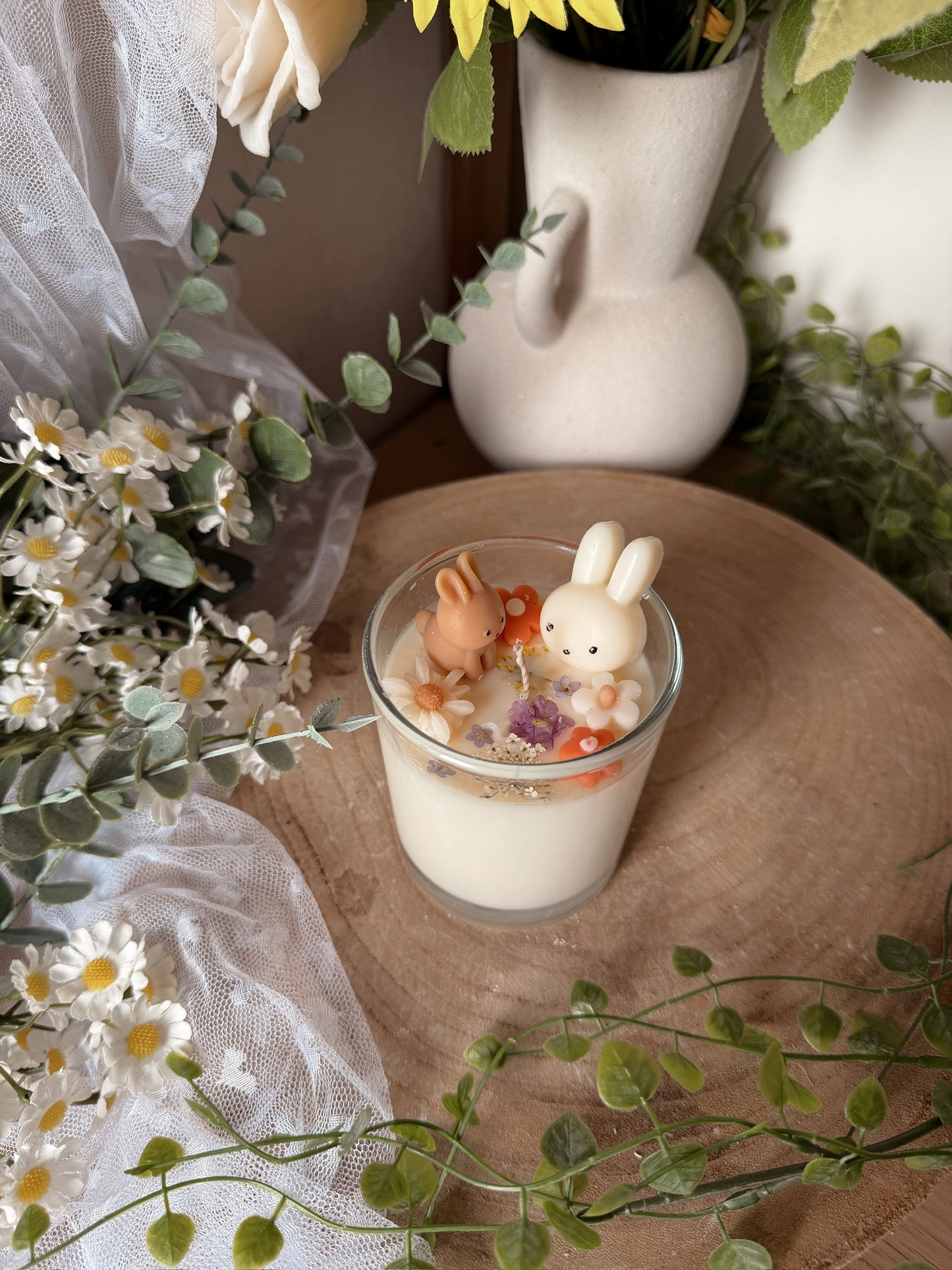 Bougie en verre Pâques multicolore senteur coquelicot