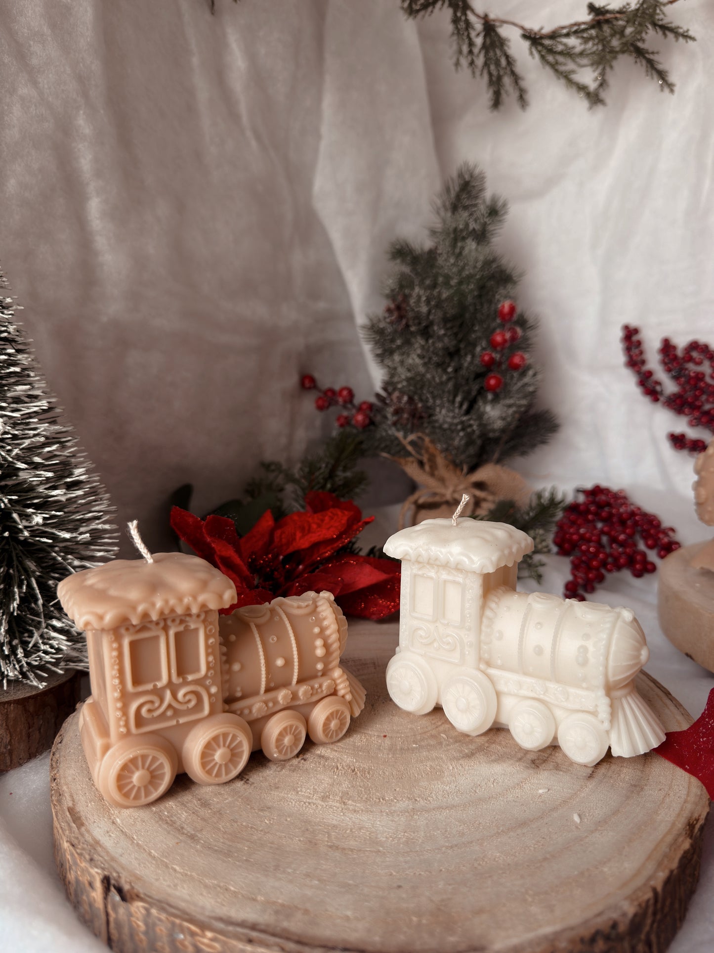 Bougie petit train fait main en cire d’olive coloris et senteur au choix